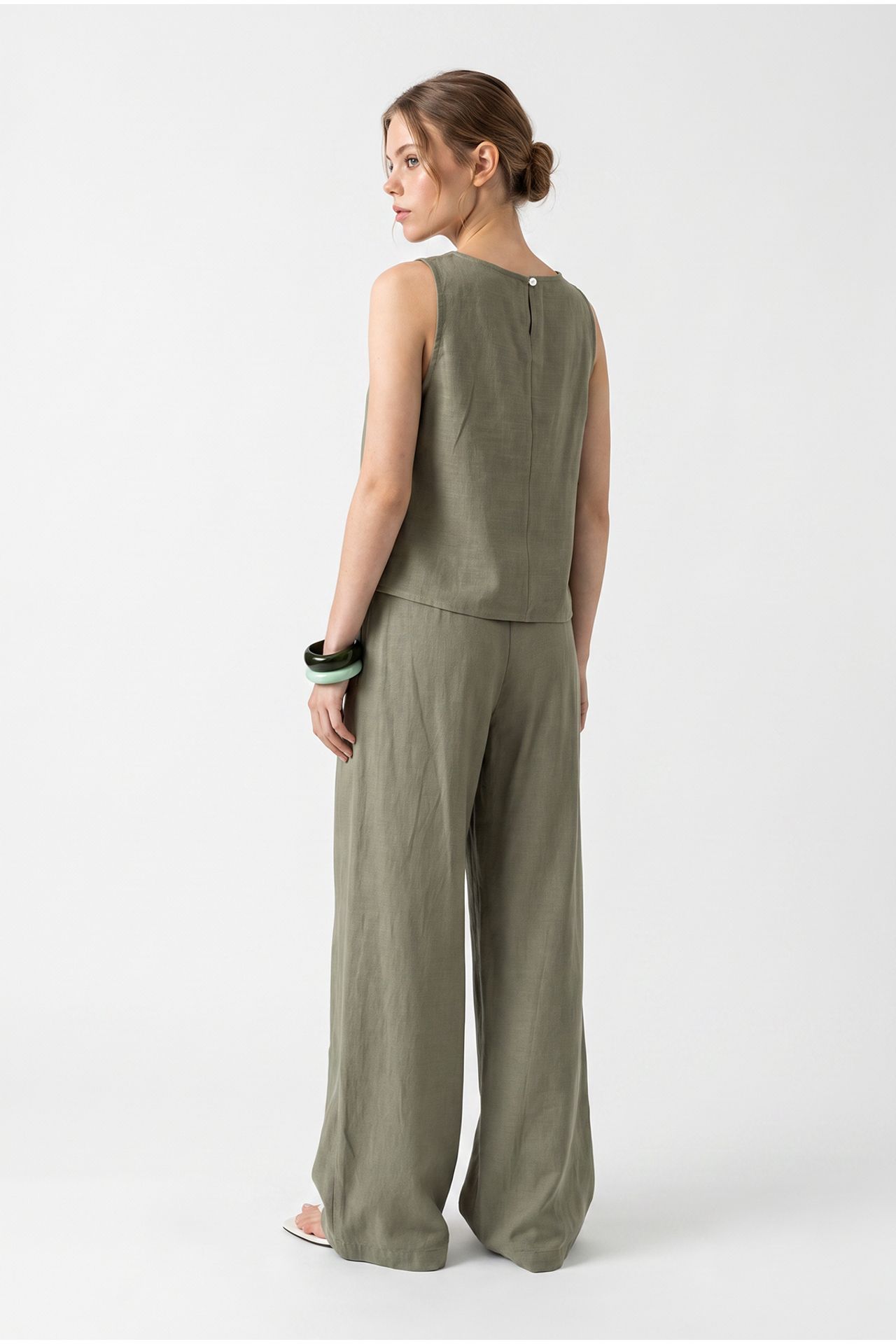 LUCCI High Waist Sleeveless Linen Blended Two-Piece Set 6
