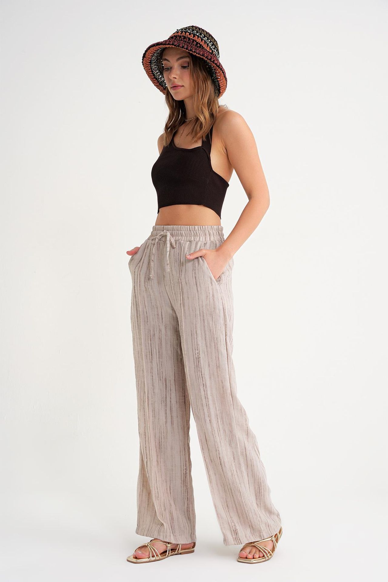 Mixray High Waist Textured Wide Leg Pants 4