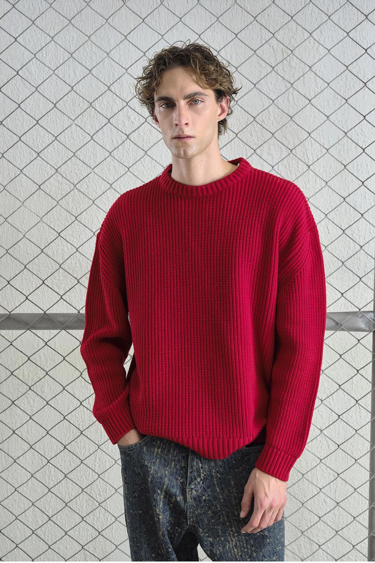 GIESTO Comfort Fit Ribbed Knit Crew Neck Sweater 4