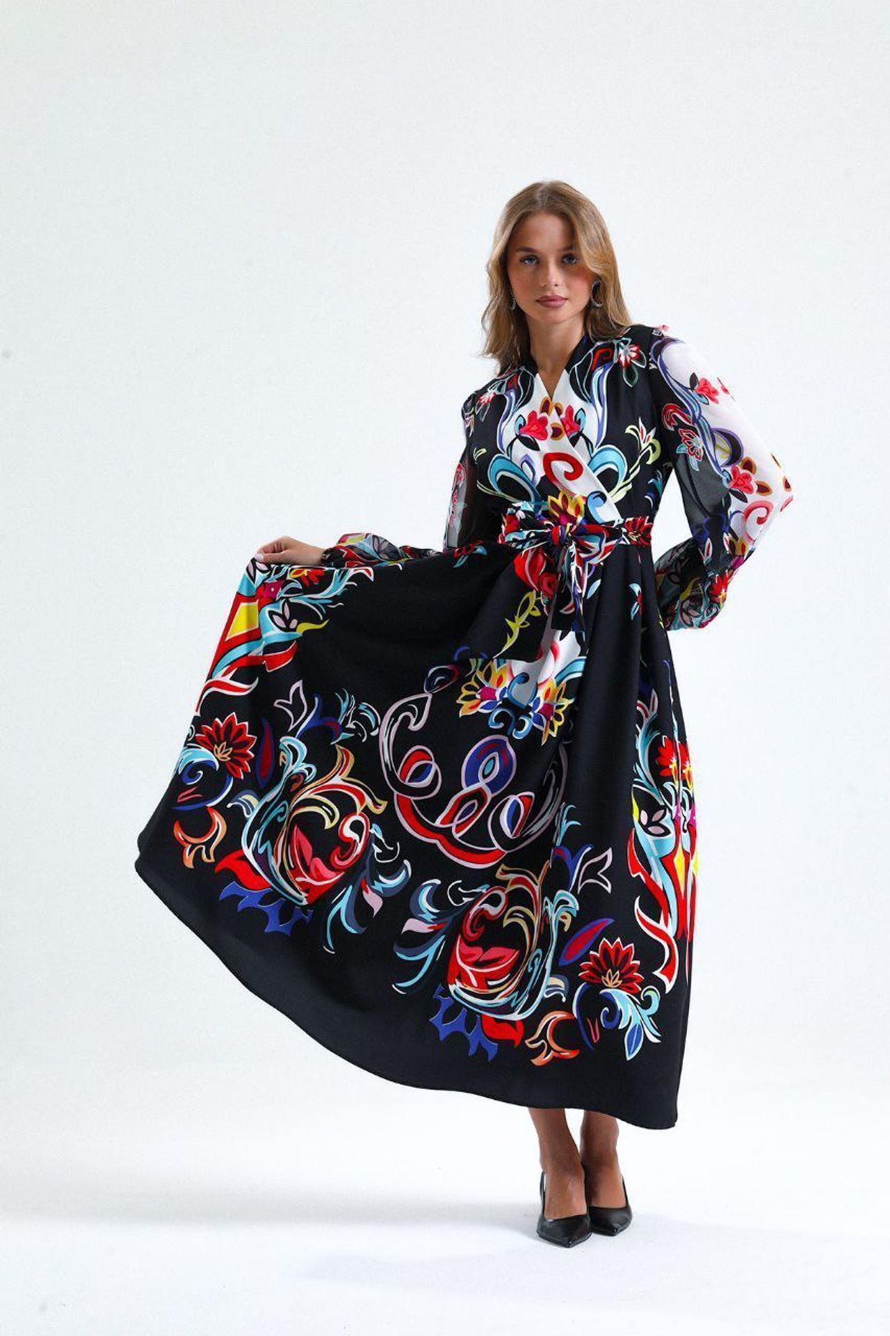 MSN Floral Print Maxi A-Line Dress 2
