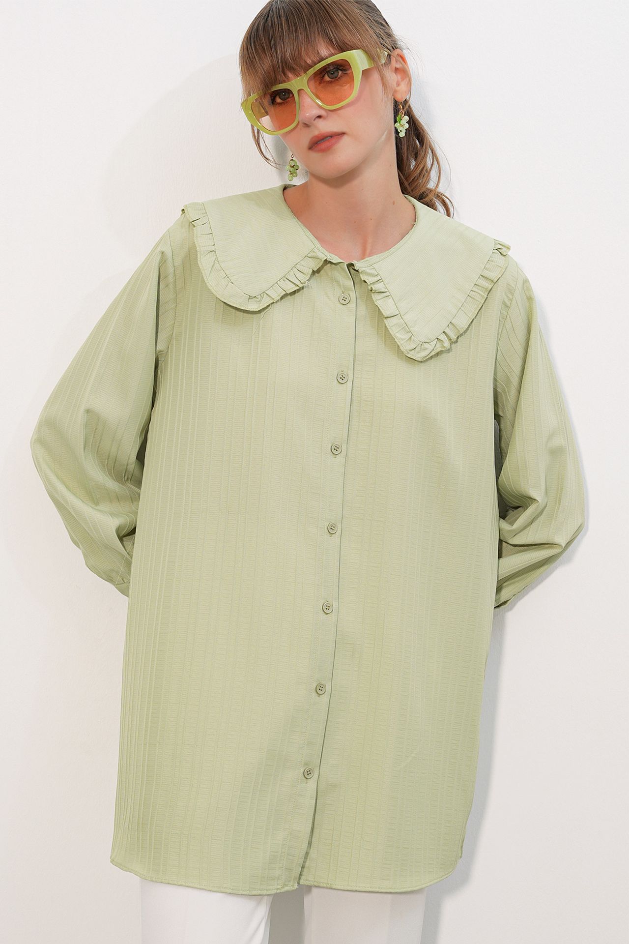BDART Long-sleeve Textured Shirt With Baby Collar 3