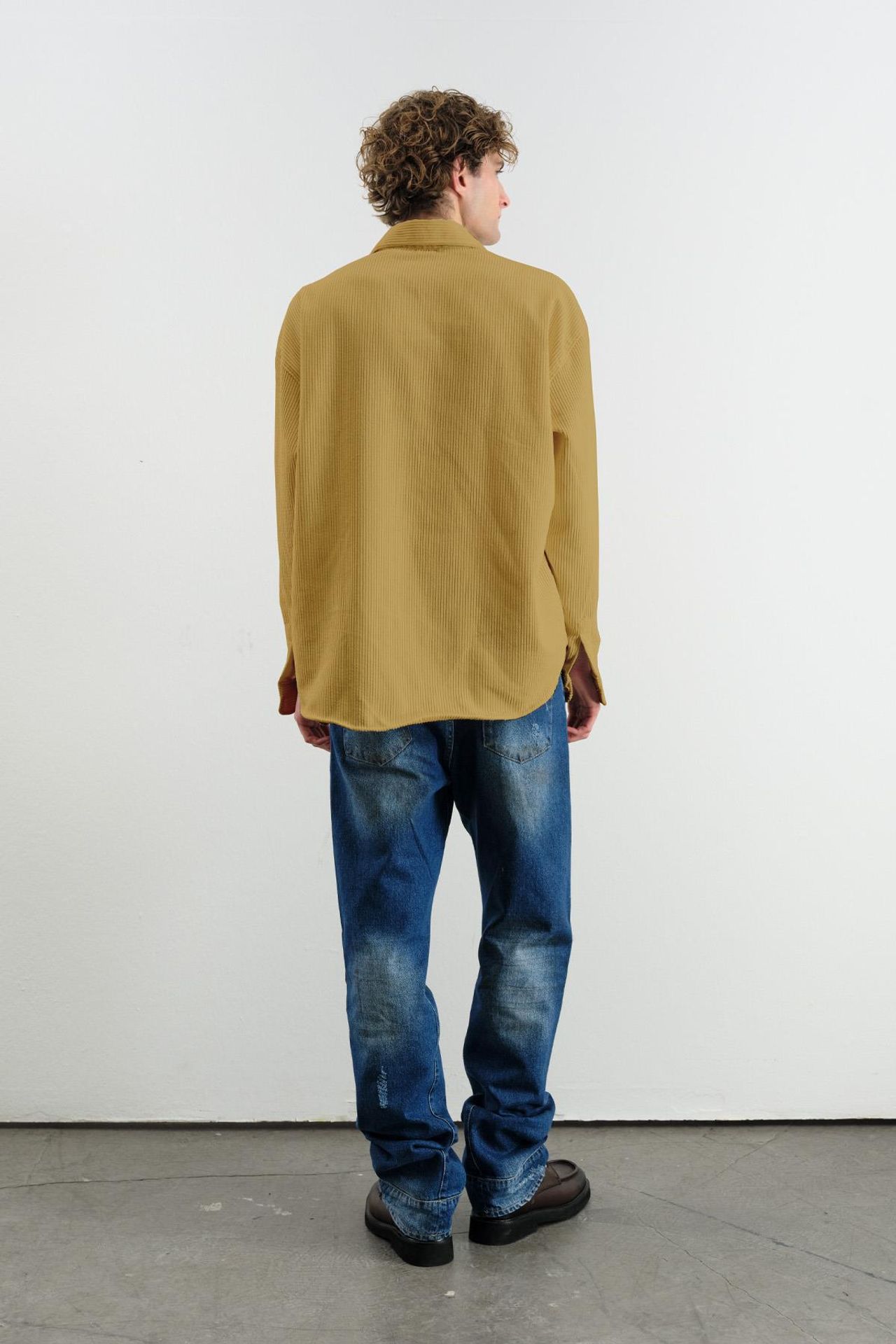Oversized Long Sleeve Button-Front Velvet Shirt 3