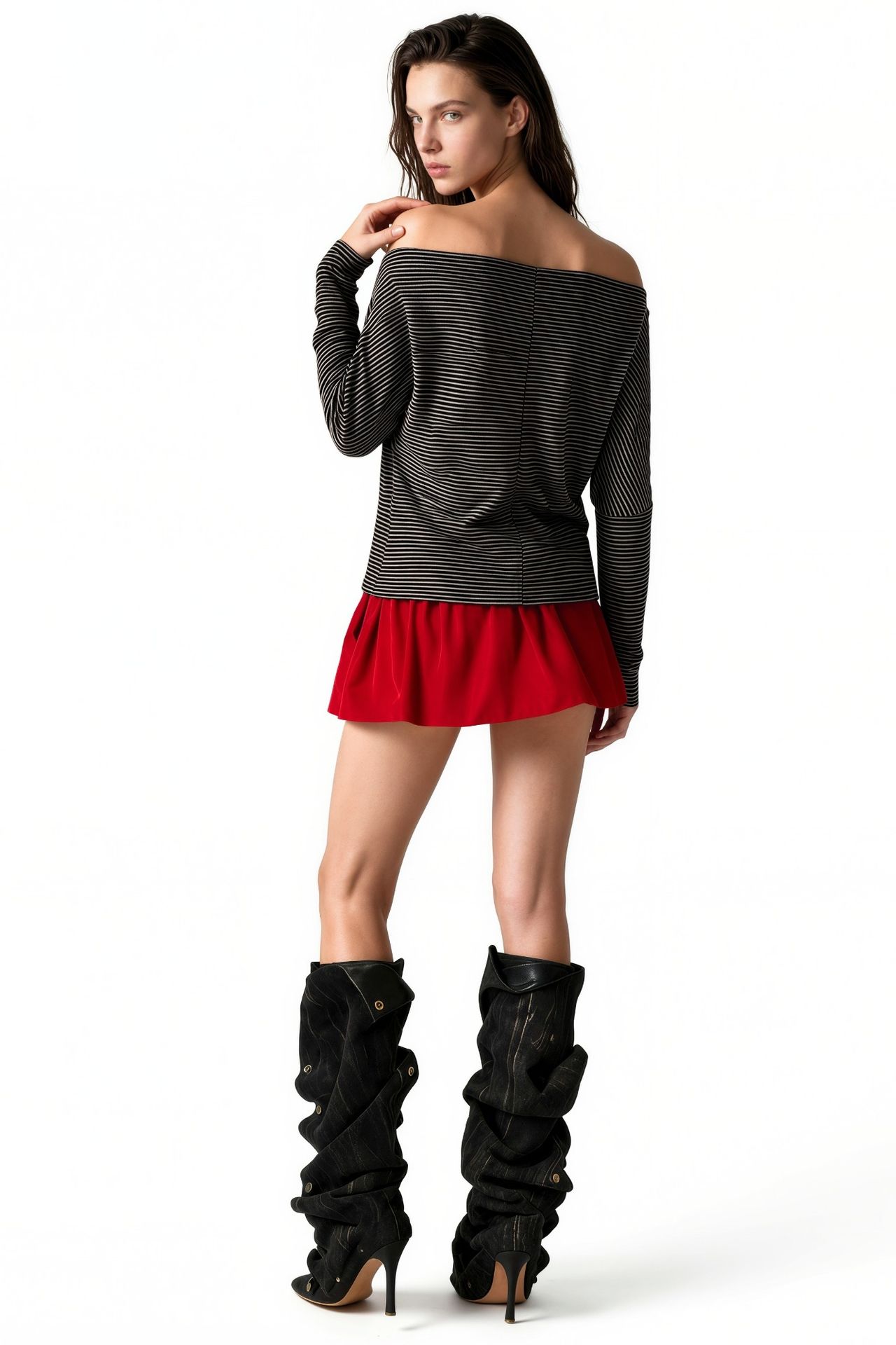BUSEM Striped Cowl Neck Long Sleeve Blouse 3