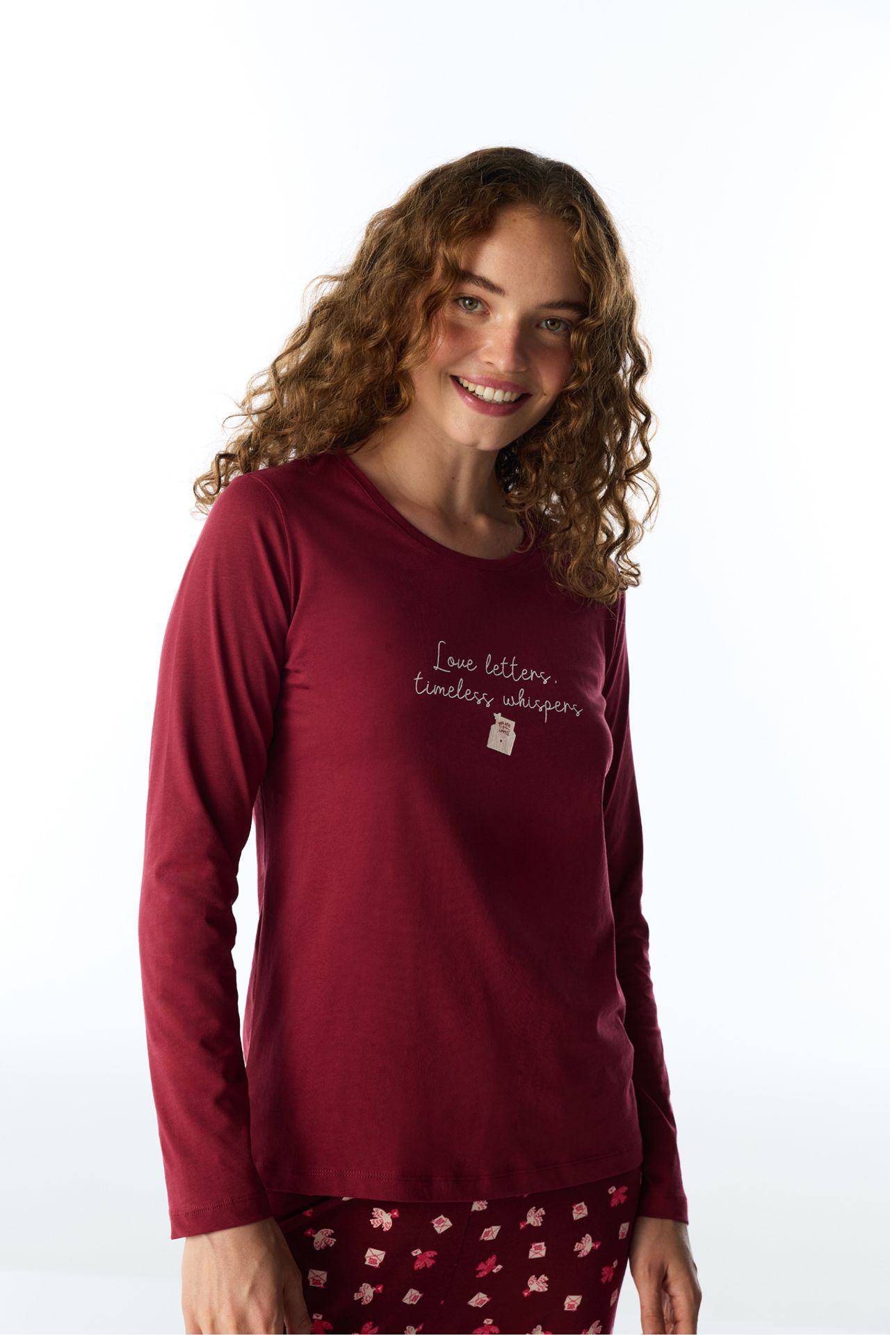 PENTI Letters Bird Pattern Long Sleeve Pajama Set 3