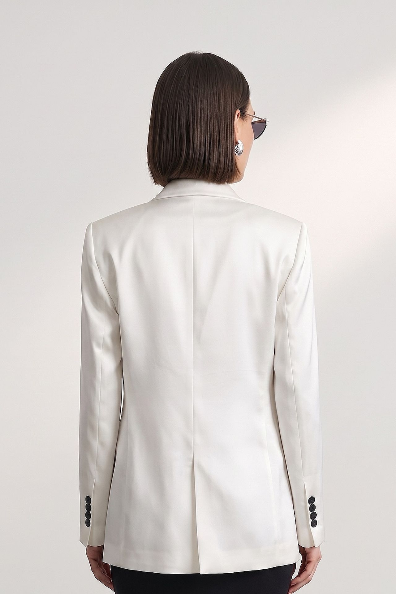 DILVIN Long Shawl-collar Button Blazer