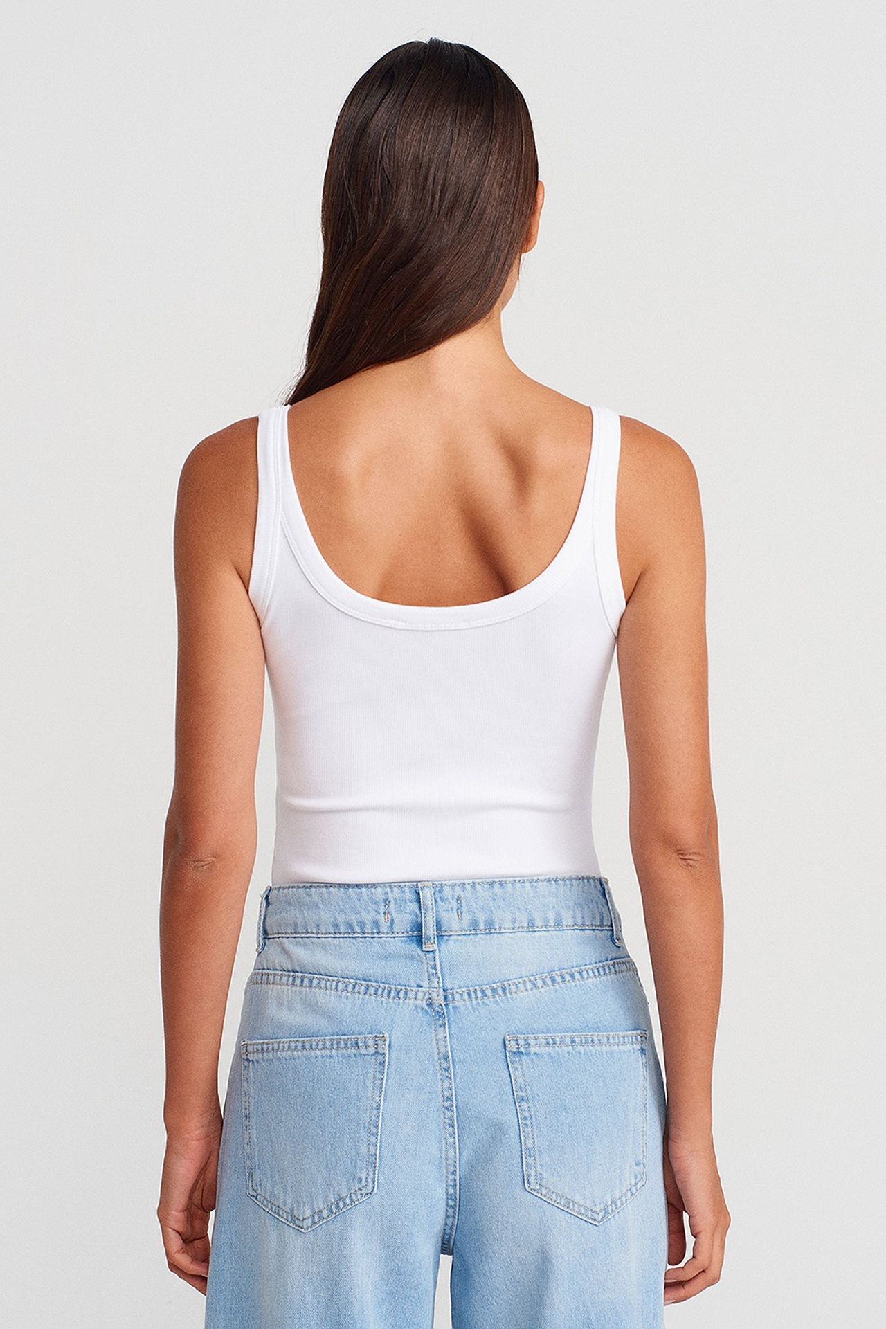 DILVIN Sleeveless Ribbed Cotton-blend Bodysuit 3