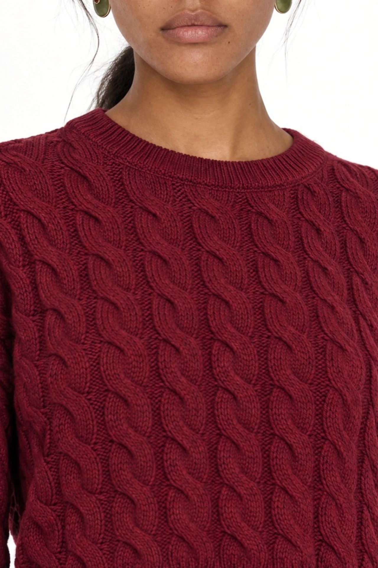 Mixray Cable Knit Pattern Crew Neck Sweater