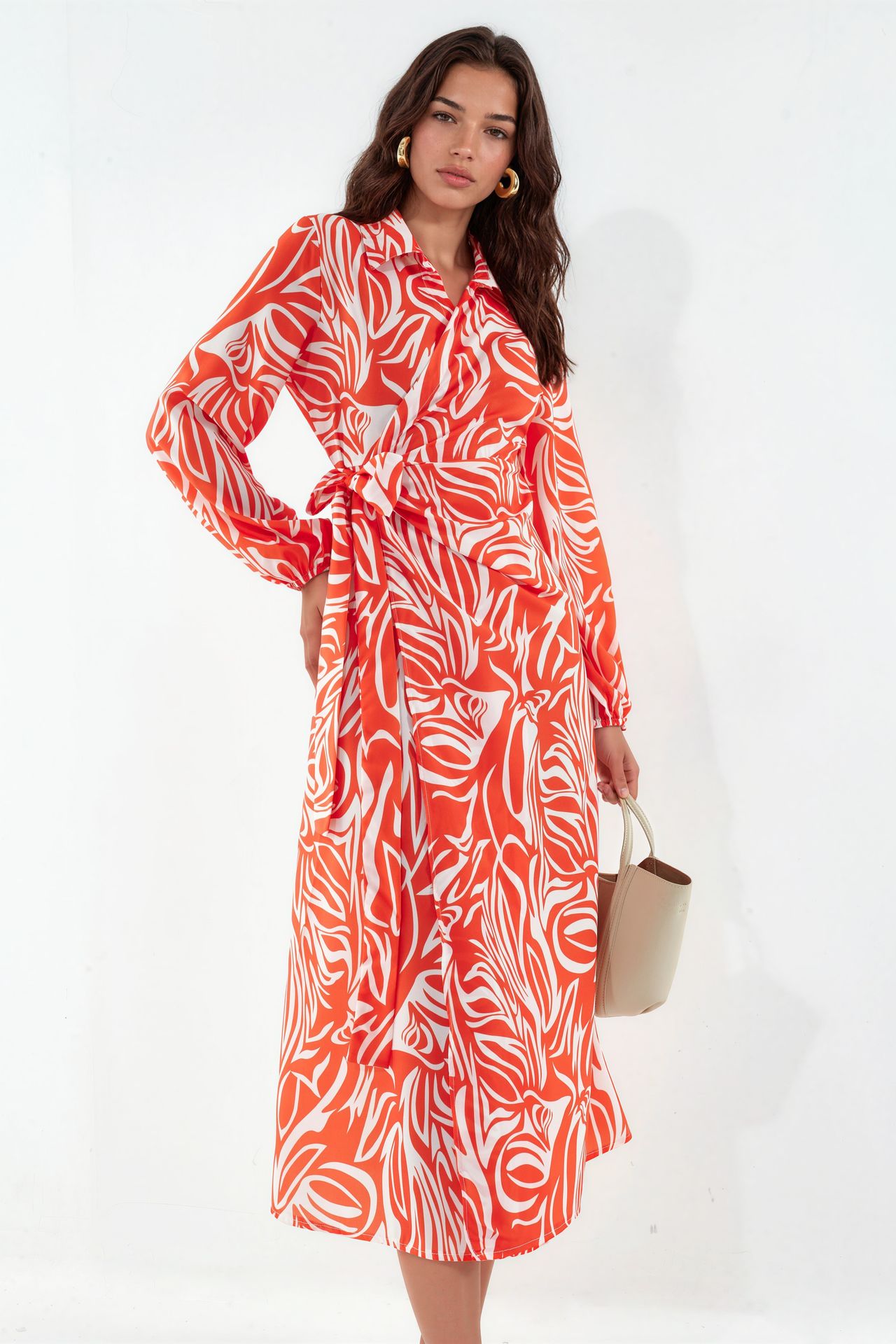 MSN Abstract Print Midi Wrap Dress 1