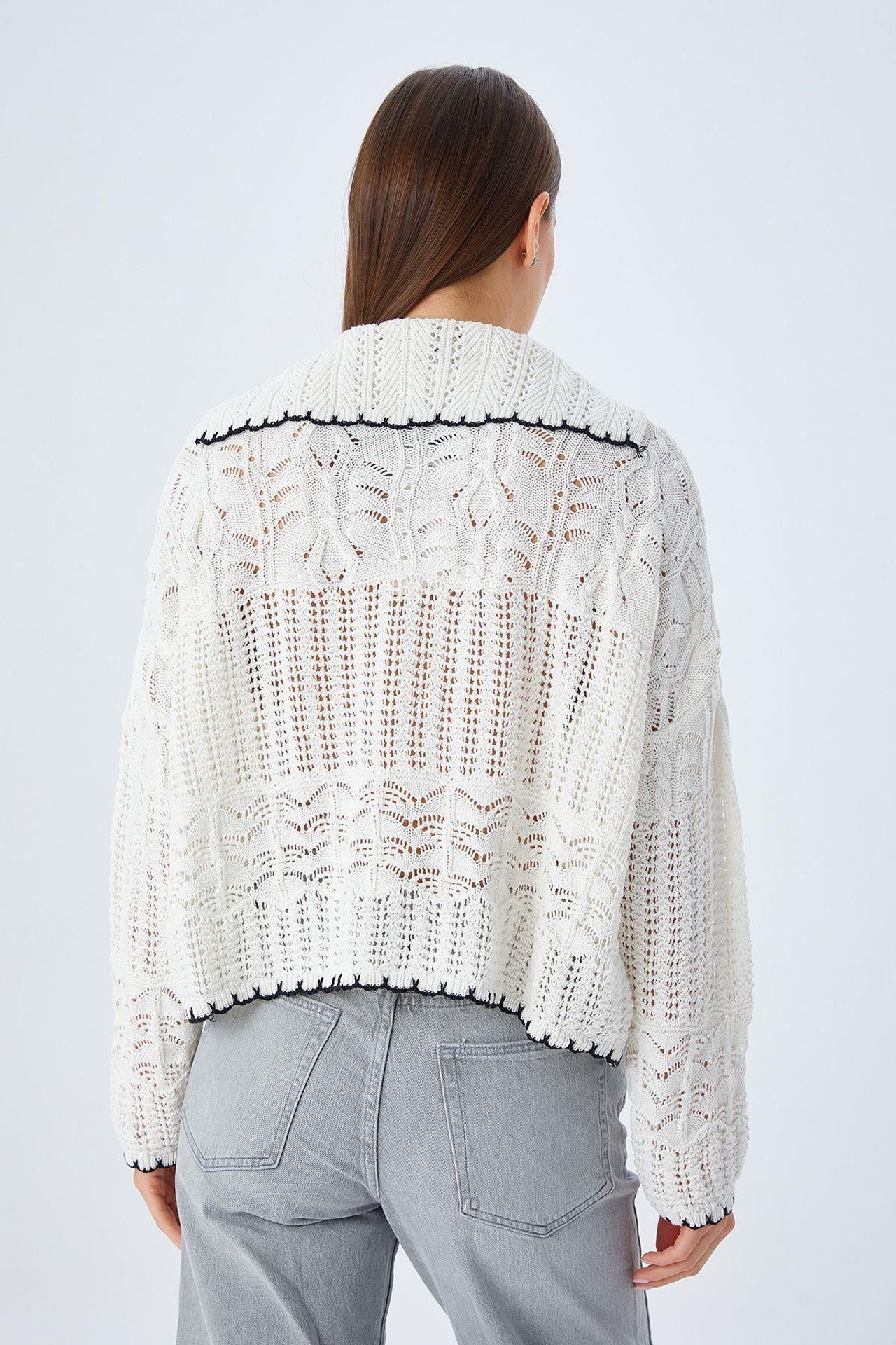 Mixray Textured Knitwear Cardigan with Button Closure 6