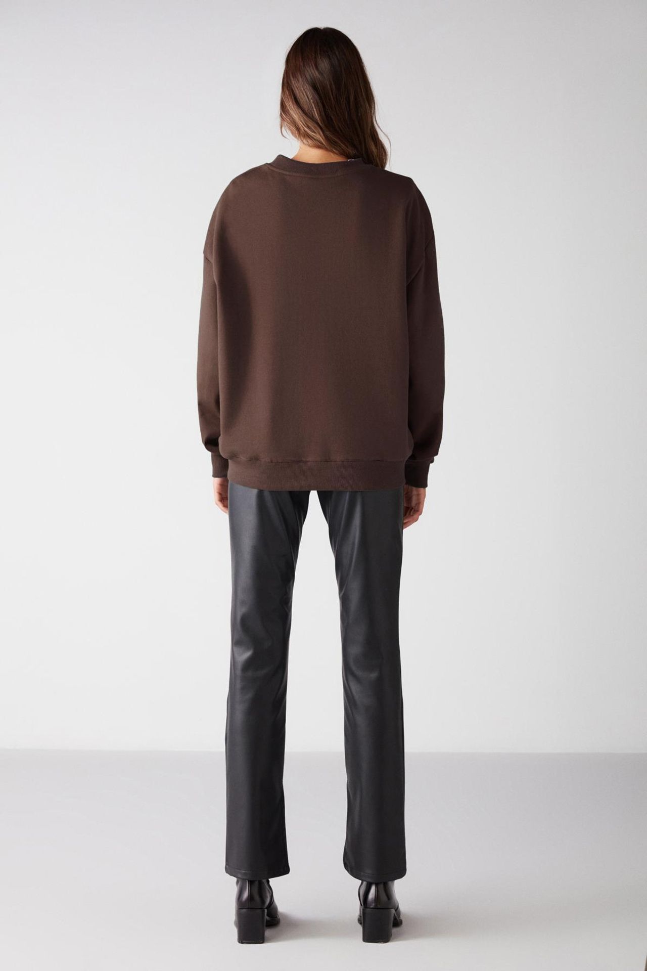 GRIMELANGE Geniş Kesimli Fitilli Bisiklet Yaka Sweatshirt 4