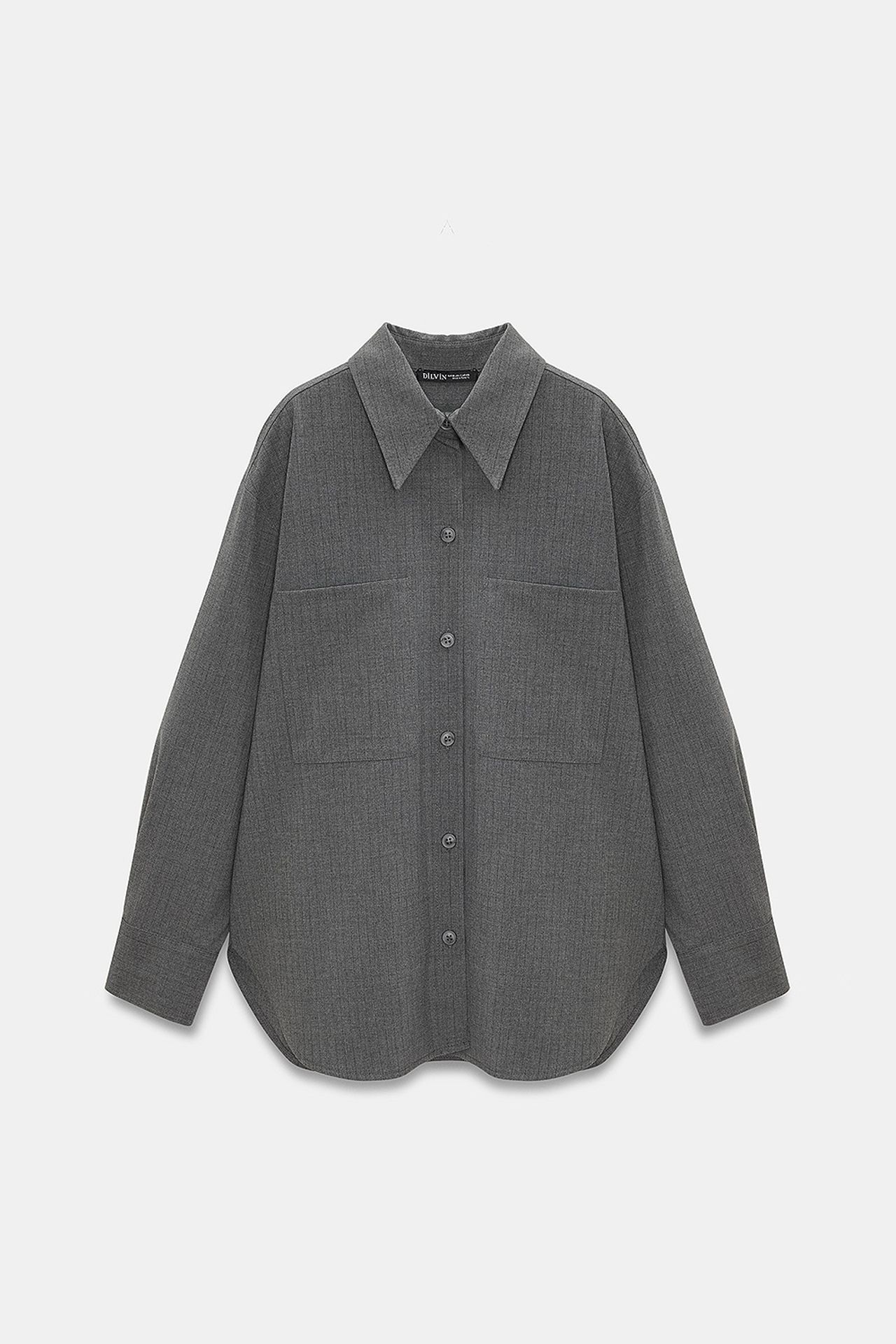 DILVIN Oversized Long-Sleeve Woven Shirt With Pocket 6