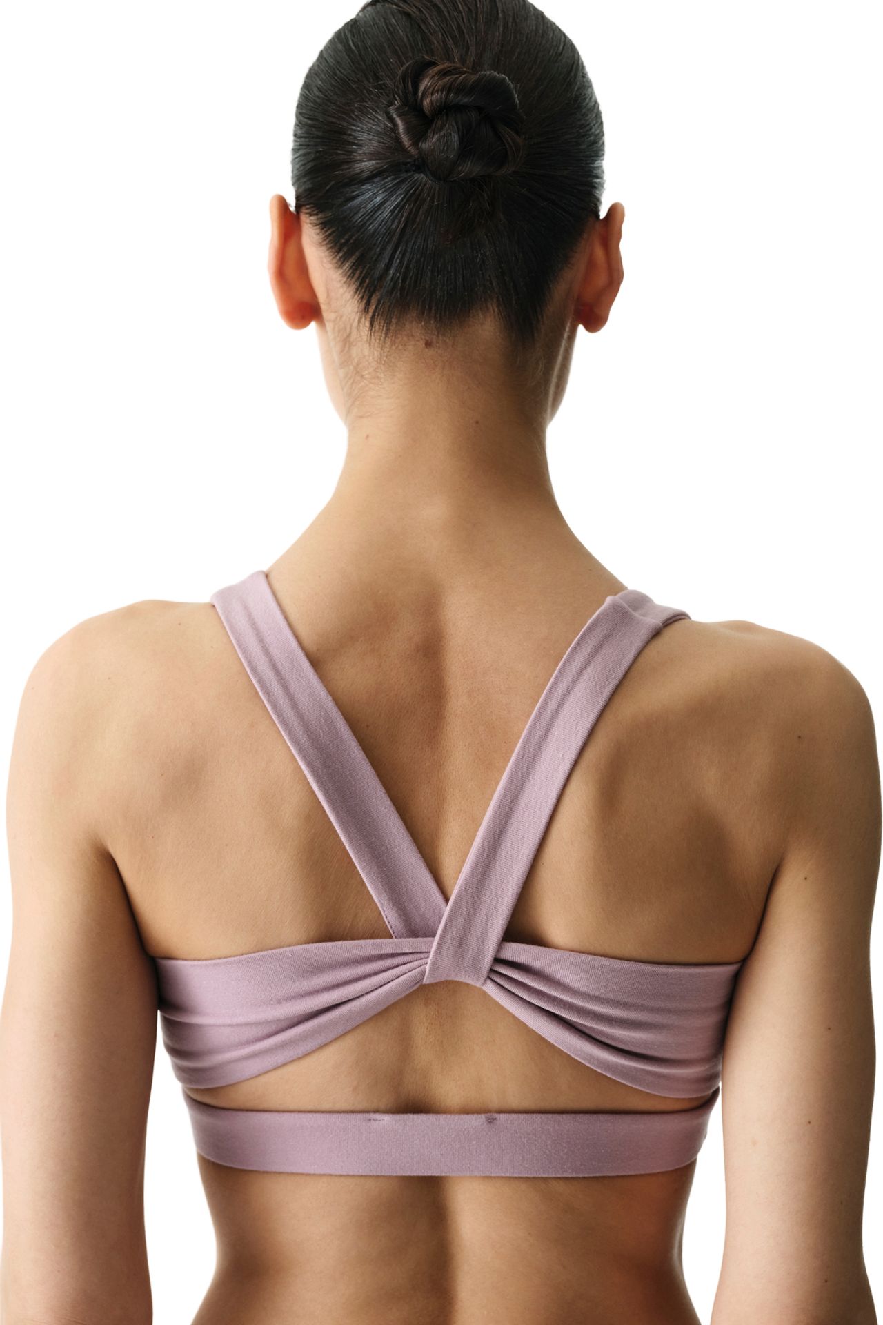 PENTI Embellished Cotton Modal Blend Cable-Knit Back Removable Padded Sports Bra 2