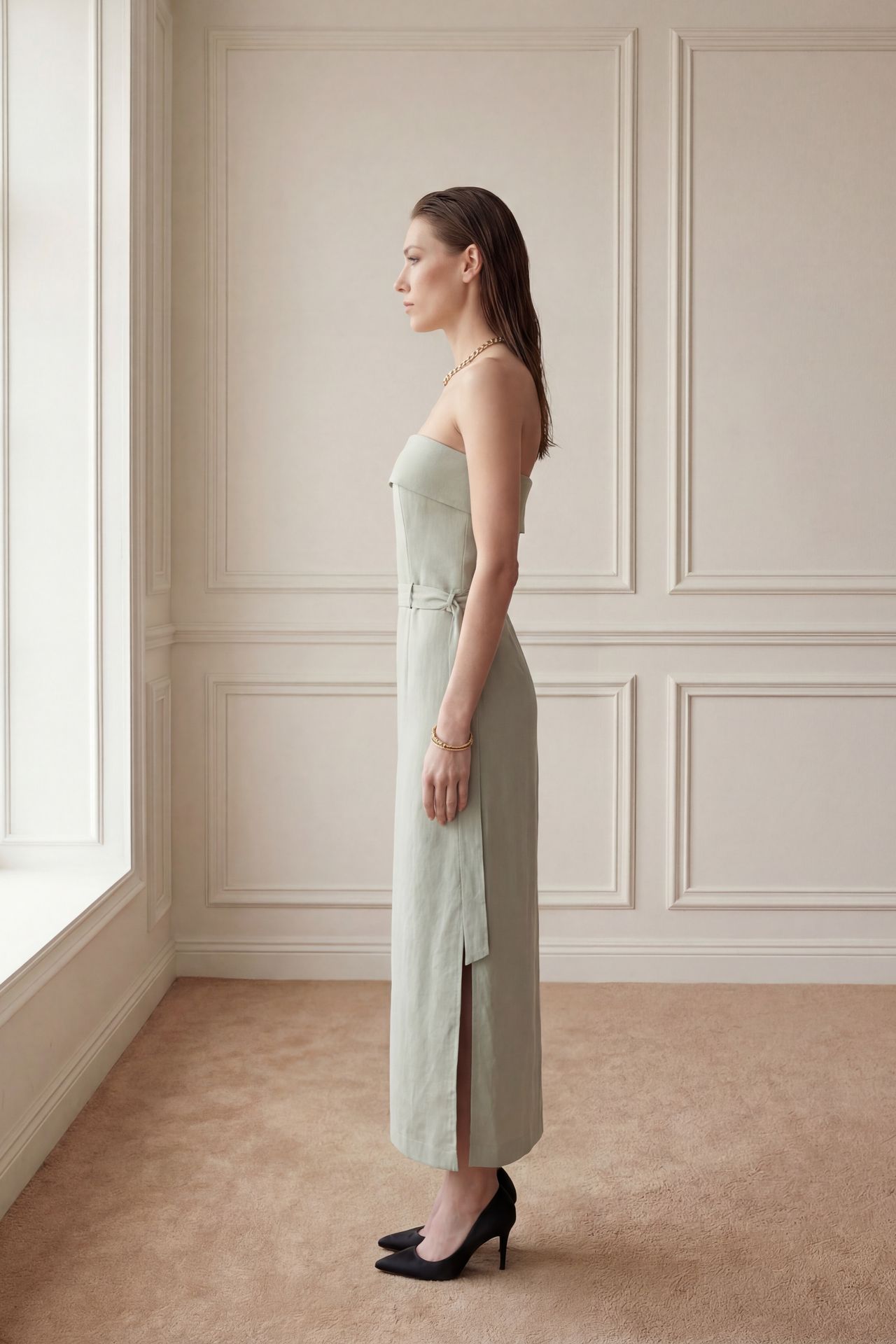 MY FASHION Strapless Maxi Dress with Belt 2