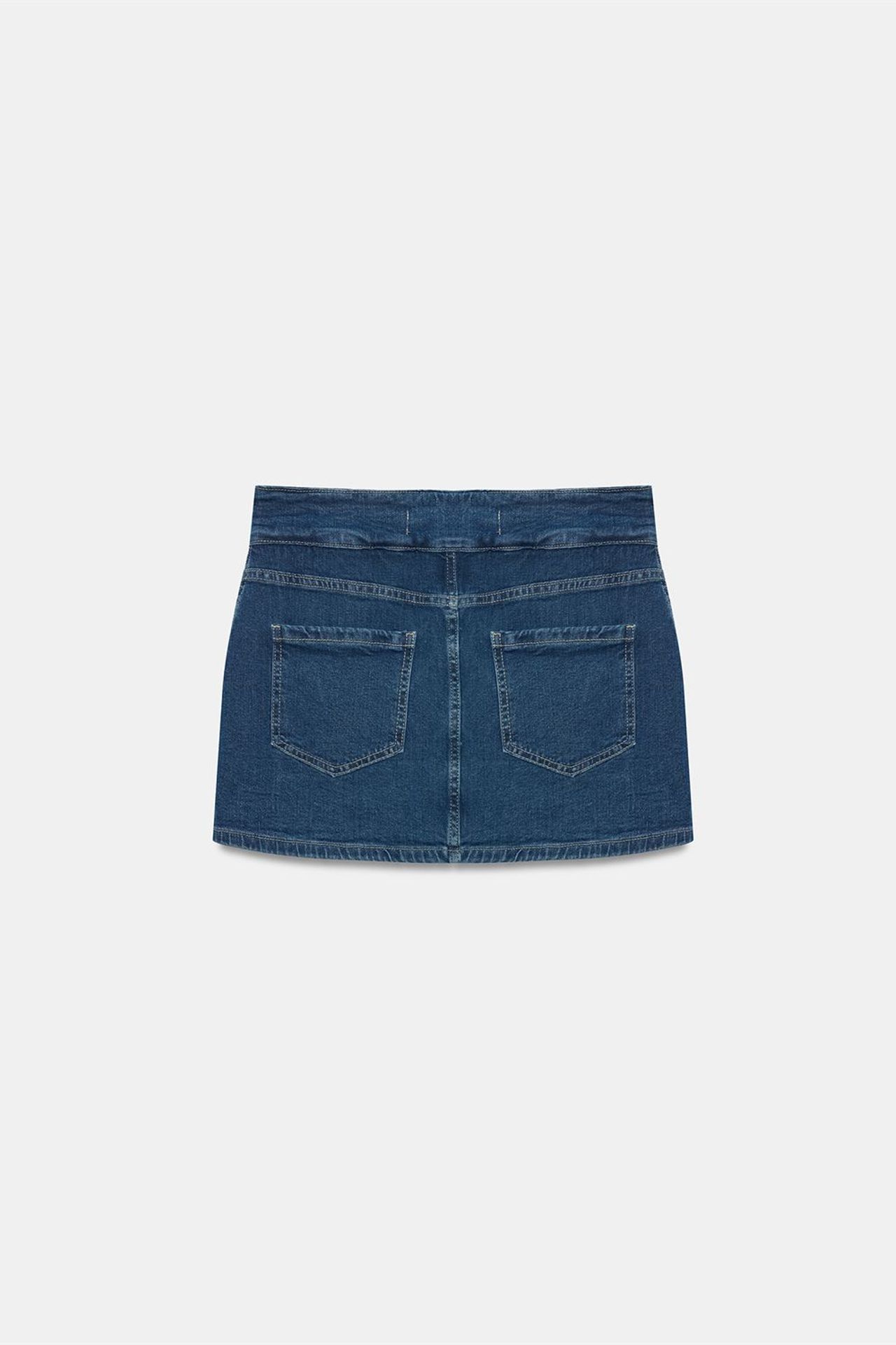 DILVIN Yüksek Bel Düz Mini Jean Etek 6