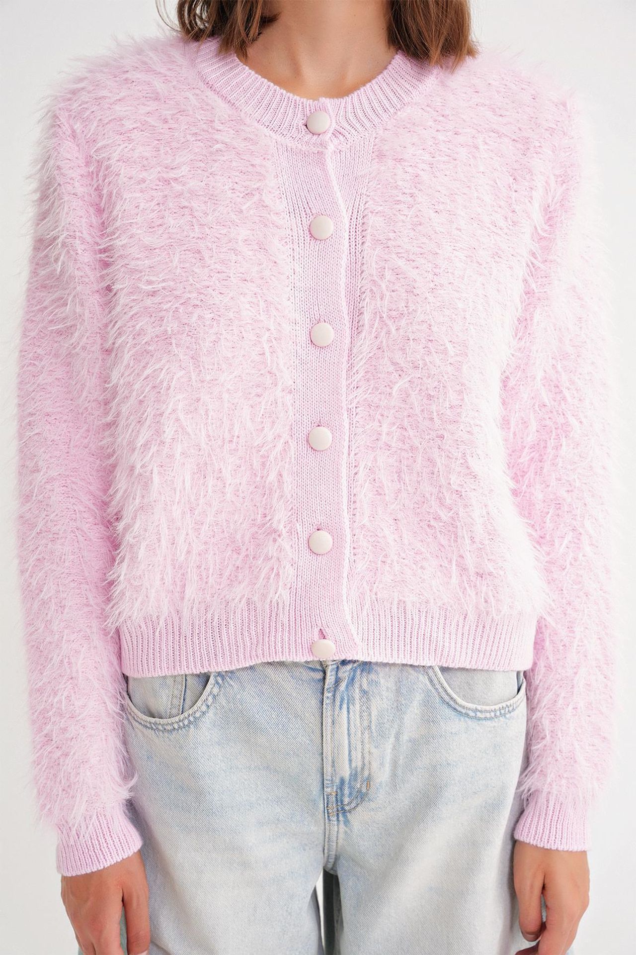 Mixray Buttoned Plush Textured Cardigan 4
