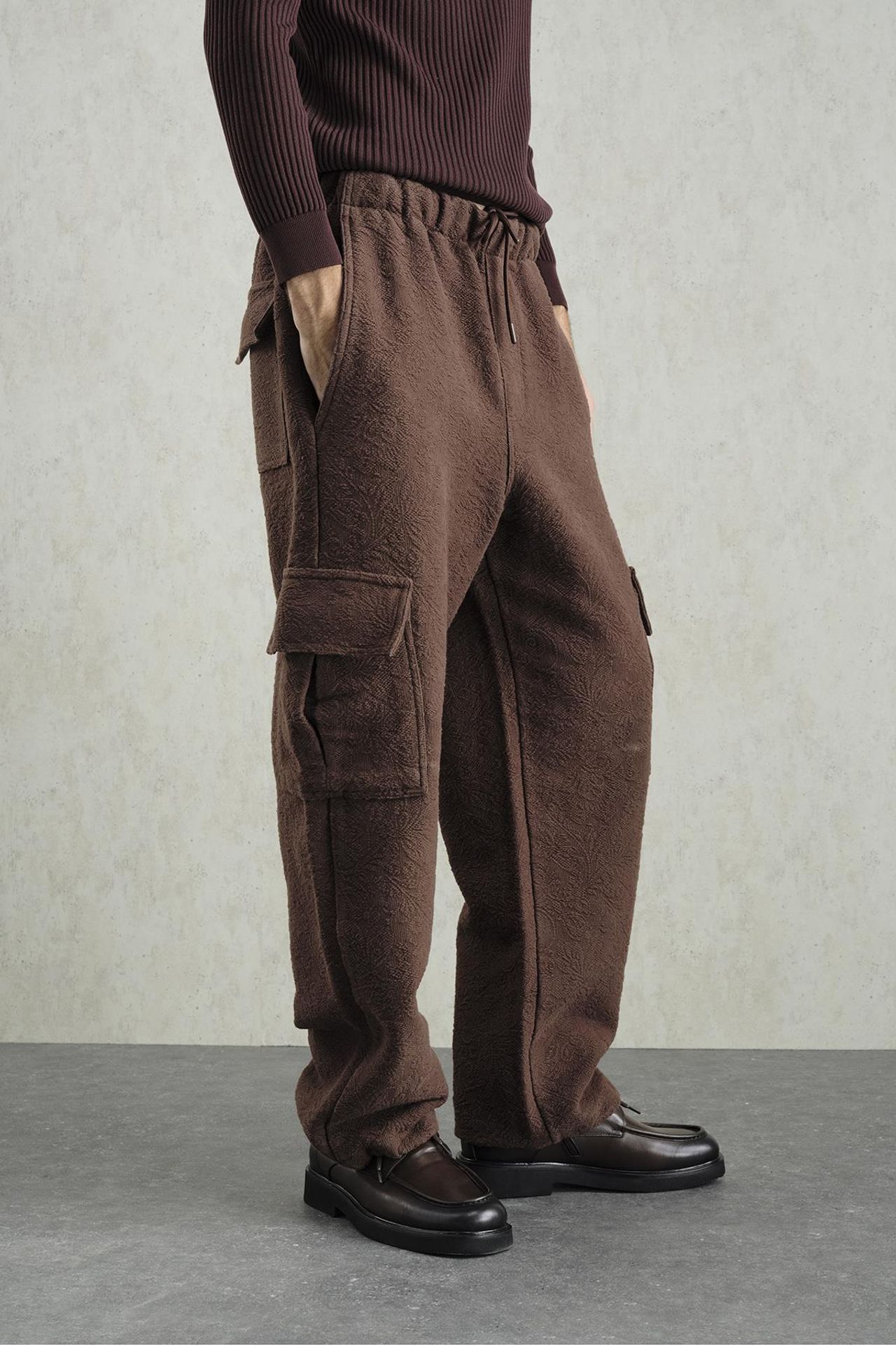 GIESTO Relaxed Fit Textured Drawstring Waist Pants 2