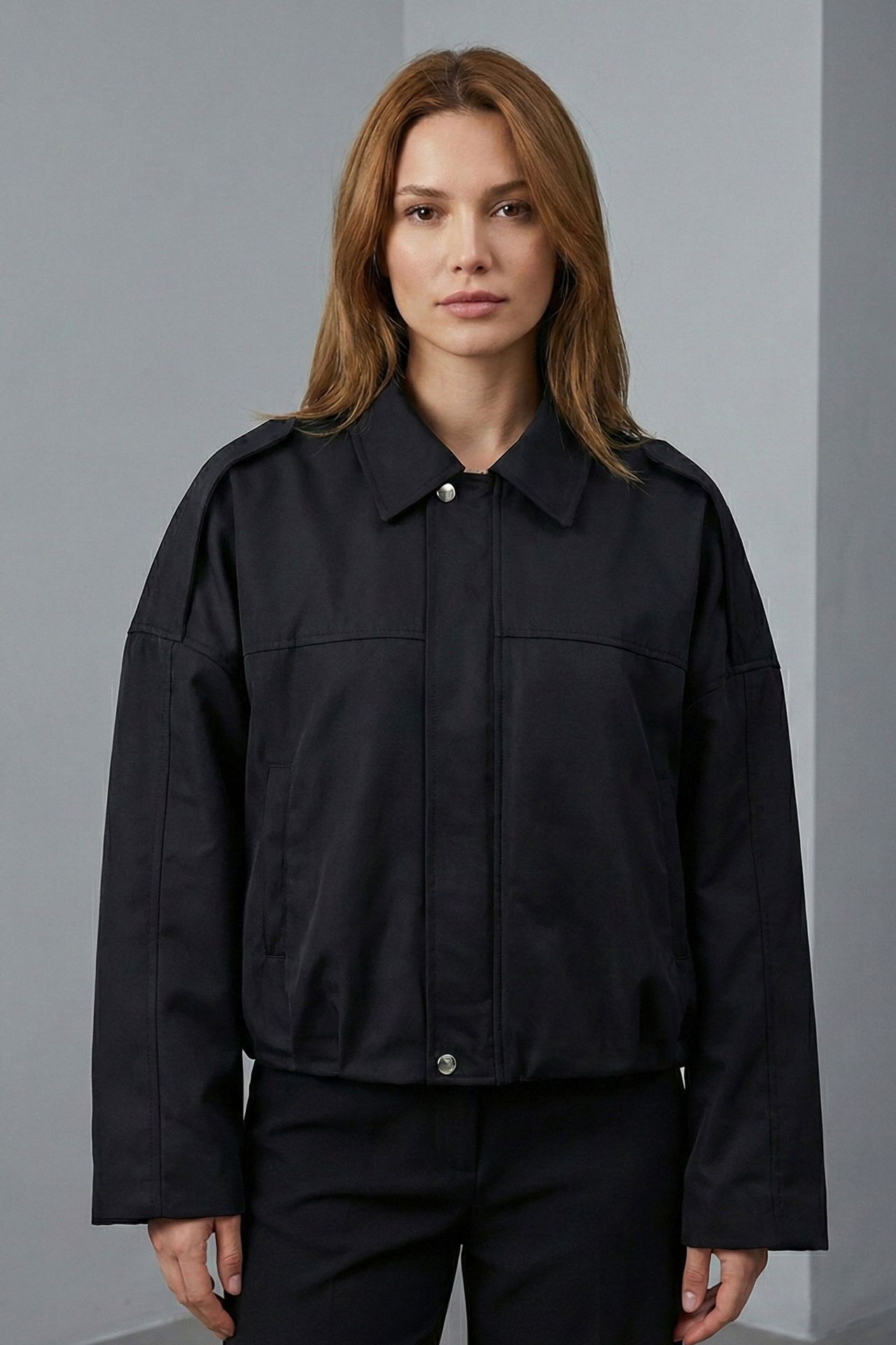 BDART Gabardine Bomber Jacket with Zipper Closure 1
