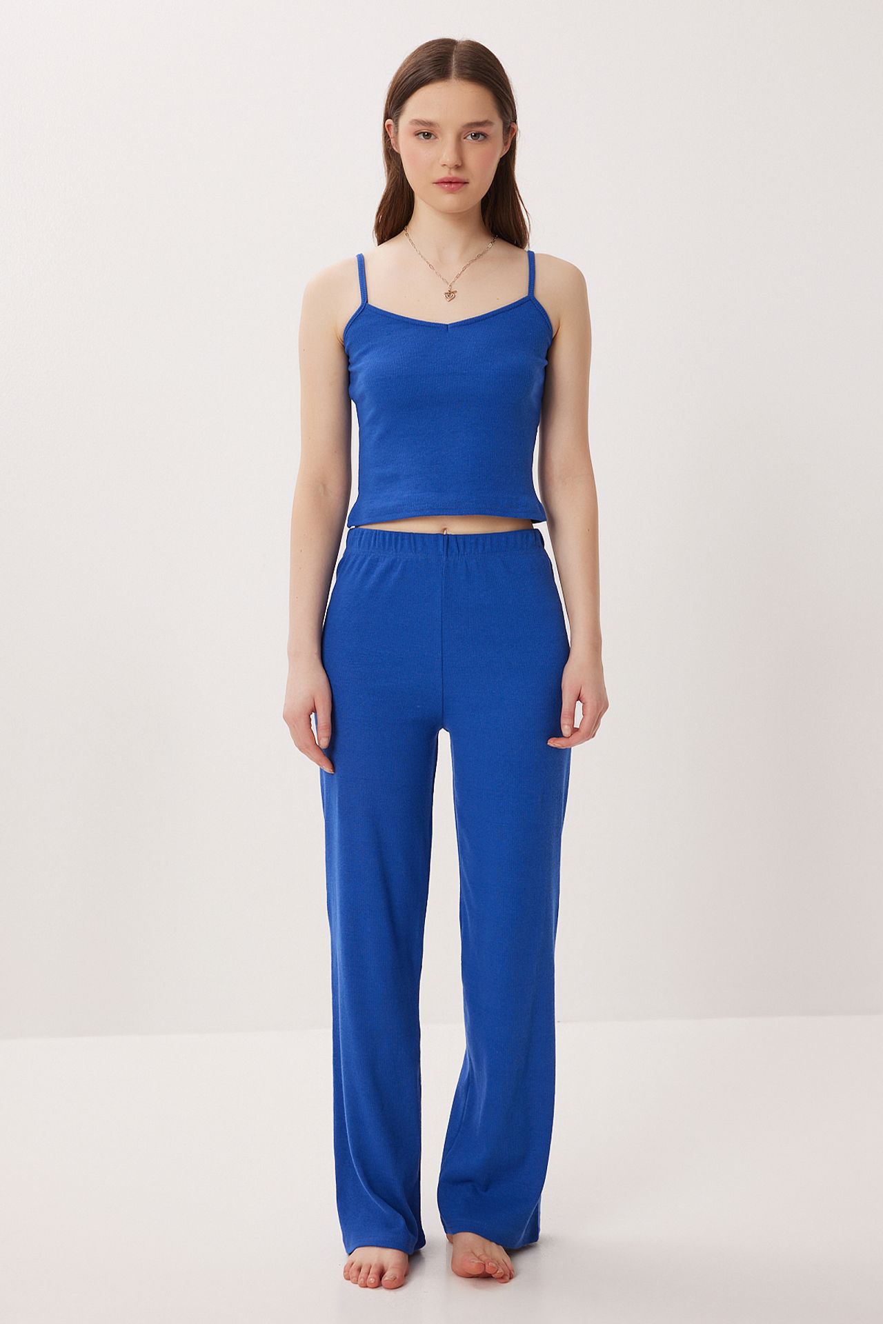 ISTANBUL V-neck Ribbed Knitted Pajama Set 2