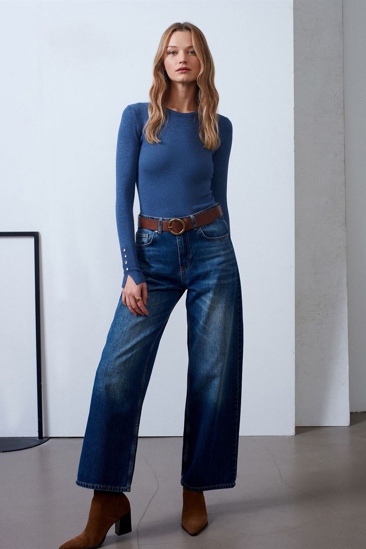 DILVIN High-Waist Wide-Leg Cotton Denim Jeans