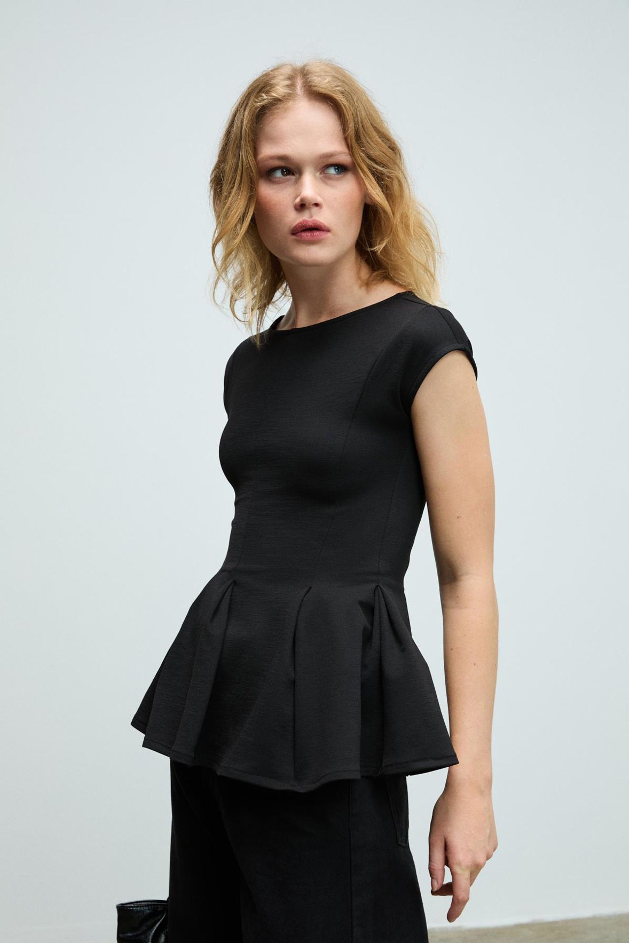 GRIMELANGE Fitted Peplum Button Blouse 3