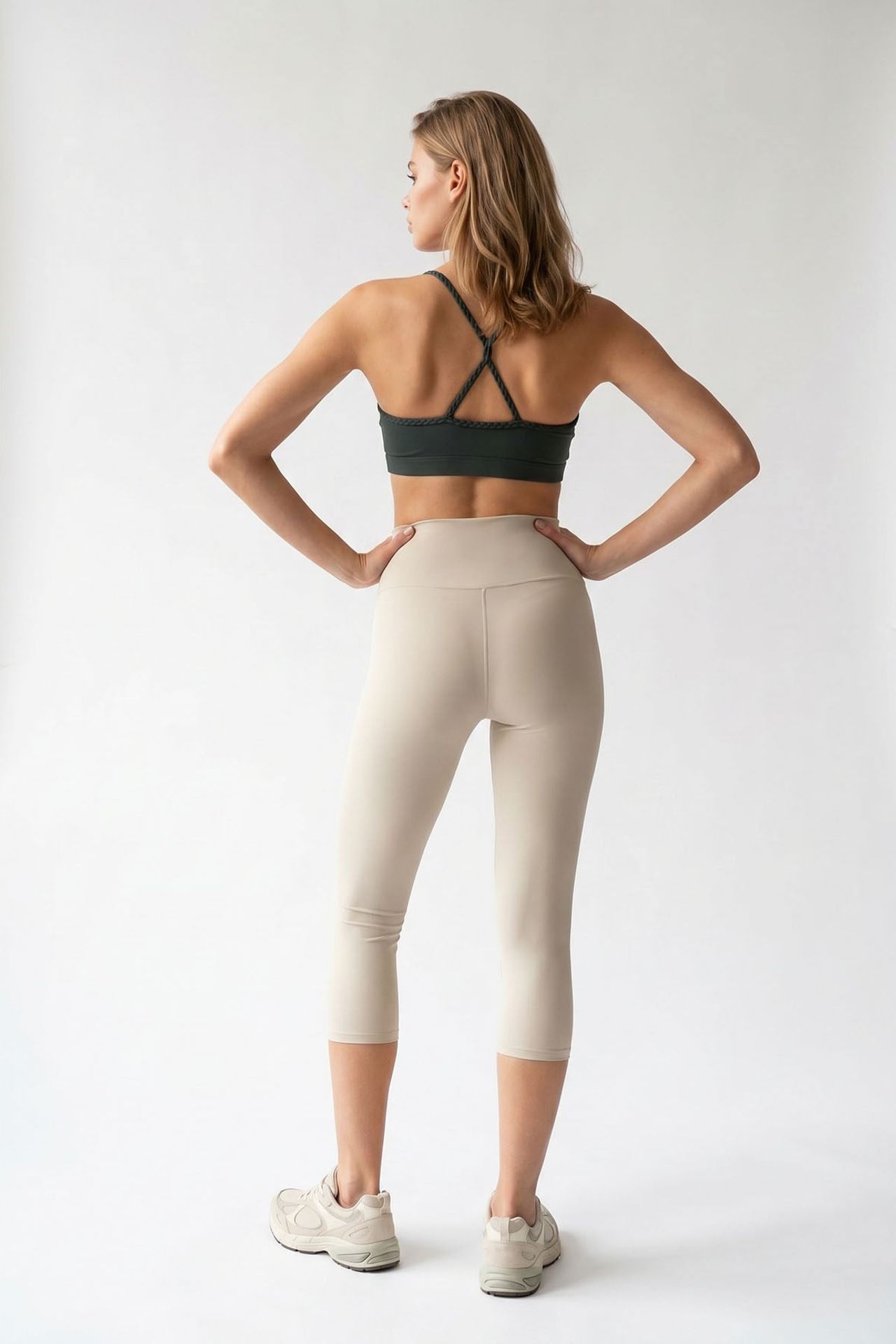 MIXRAY High-Waist Capri Leggings With Slit 4