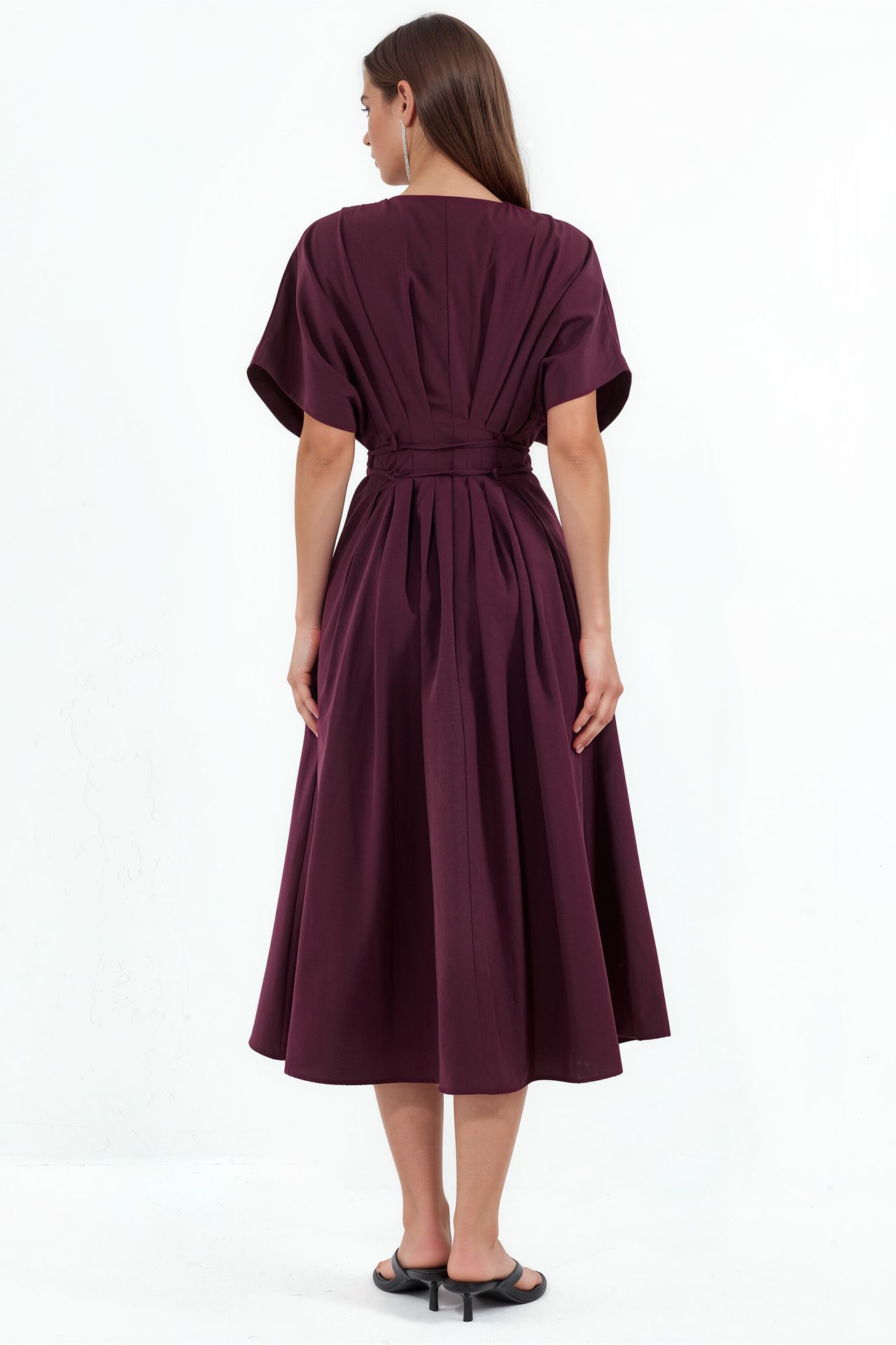 BUSEM Casual V-Neck Midi Shirt Dress 3