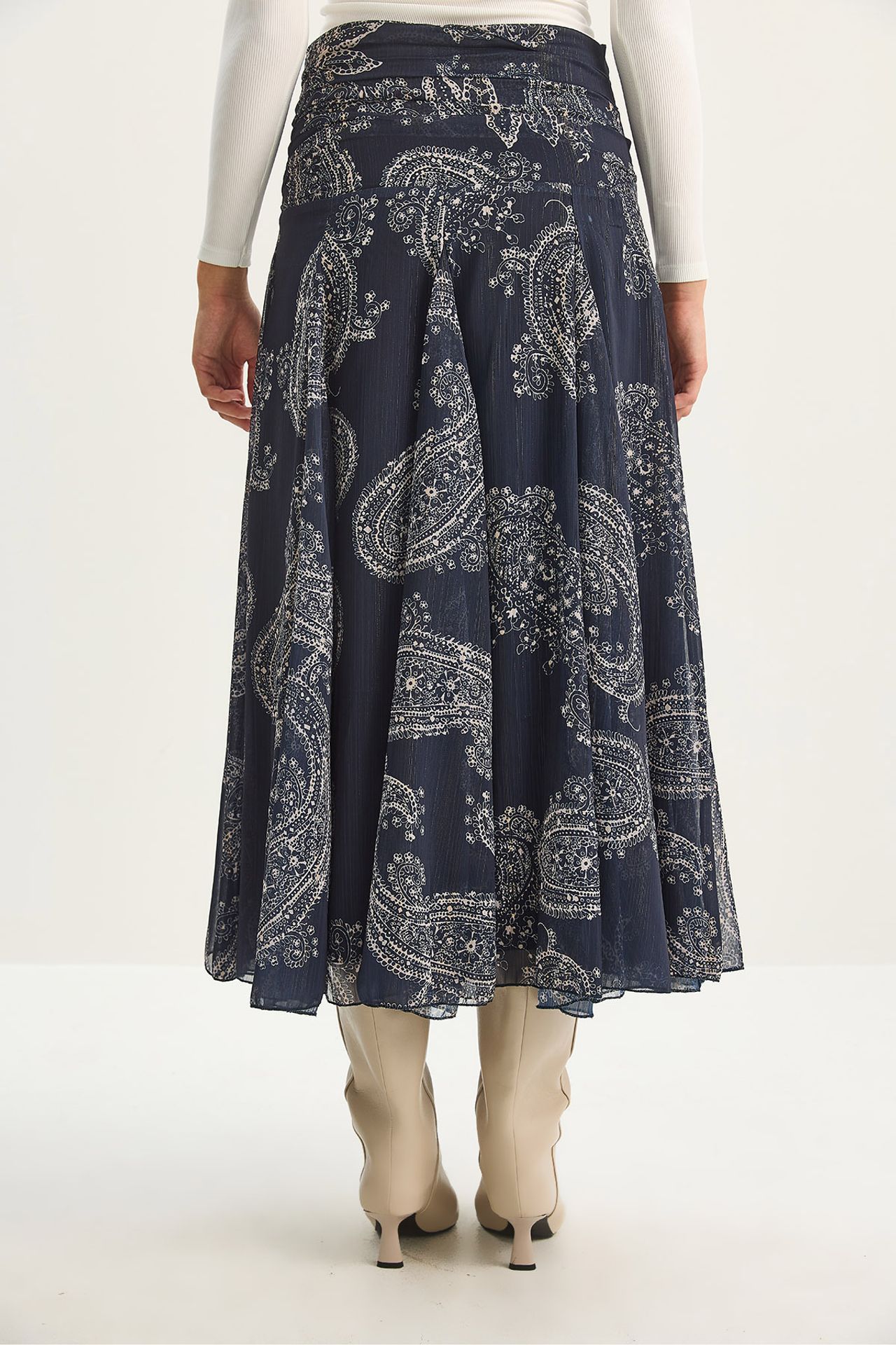 LUCCI High Waist Ethnic Print Midi Skirt 6