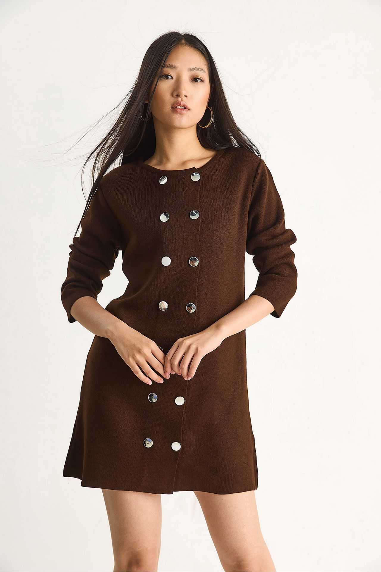 LUCCI Knit Mini Dress with Buttoned 3