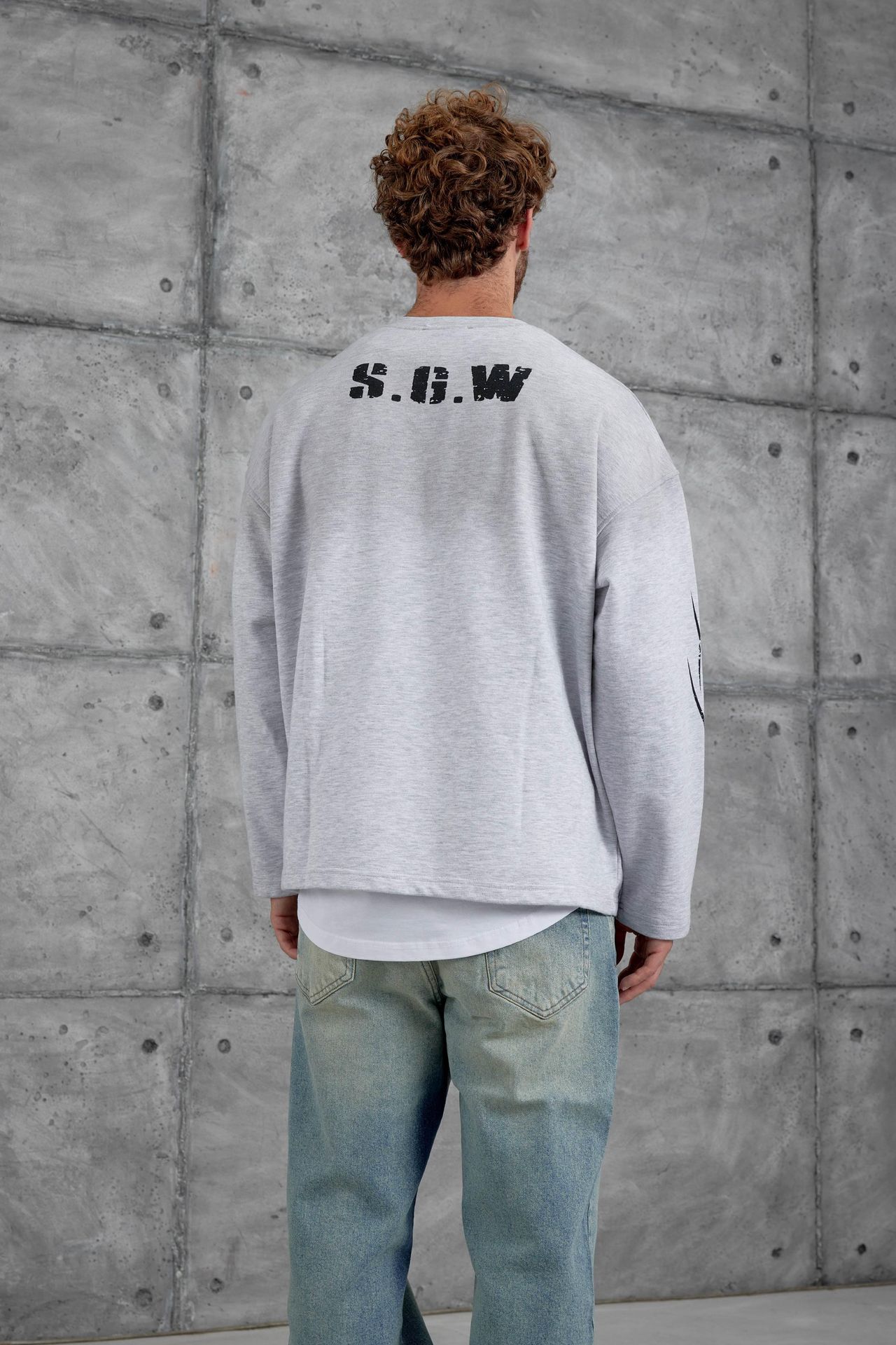 NOMARC Baskılı Oversize Bisiklet Yaka Sweatshirt 4
