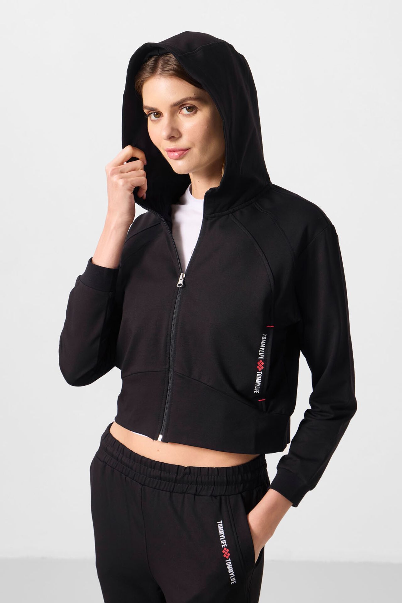 TOMMY Oversized Hooded Zip Sweatshirt And Pants Set 2
