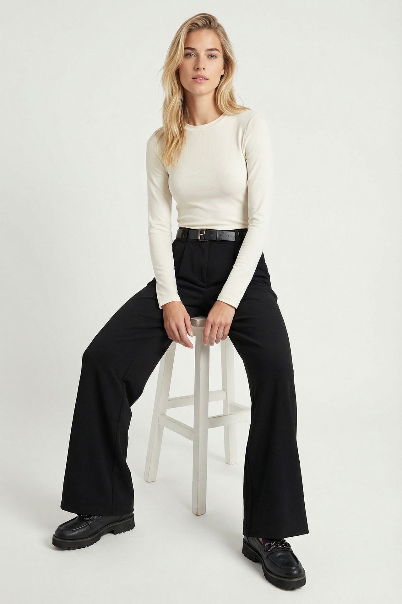 ISTANBUL High Waist Wide Leg Trousers with Buckle 2