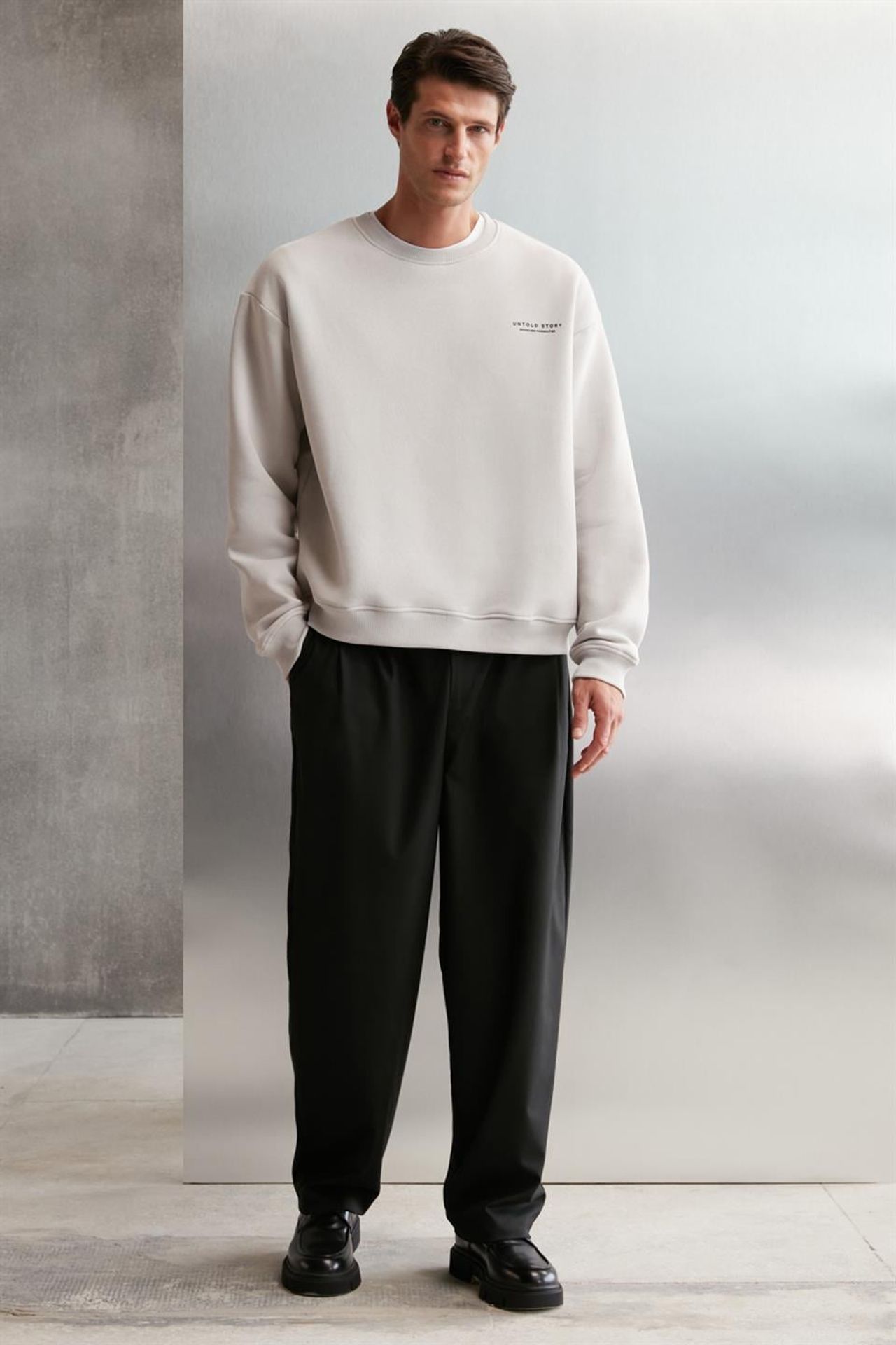 GRIMELANGE Oversize Bisiklet Yaka Logolu Sweatshirt 2