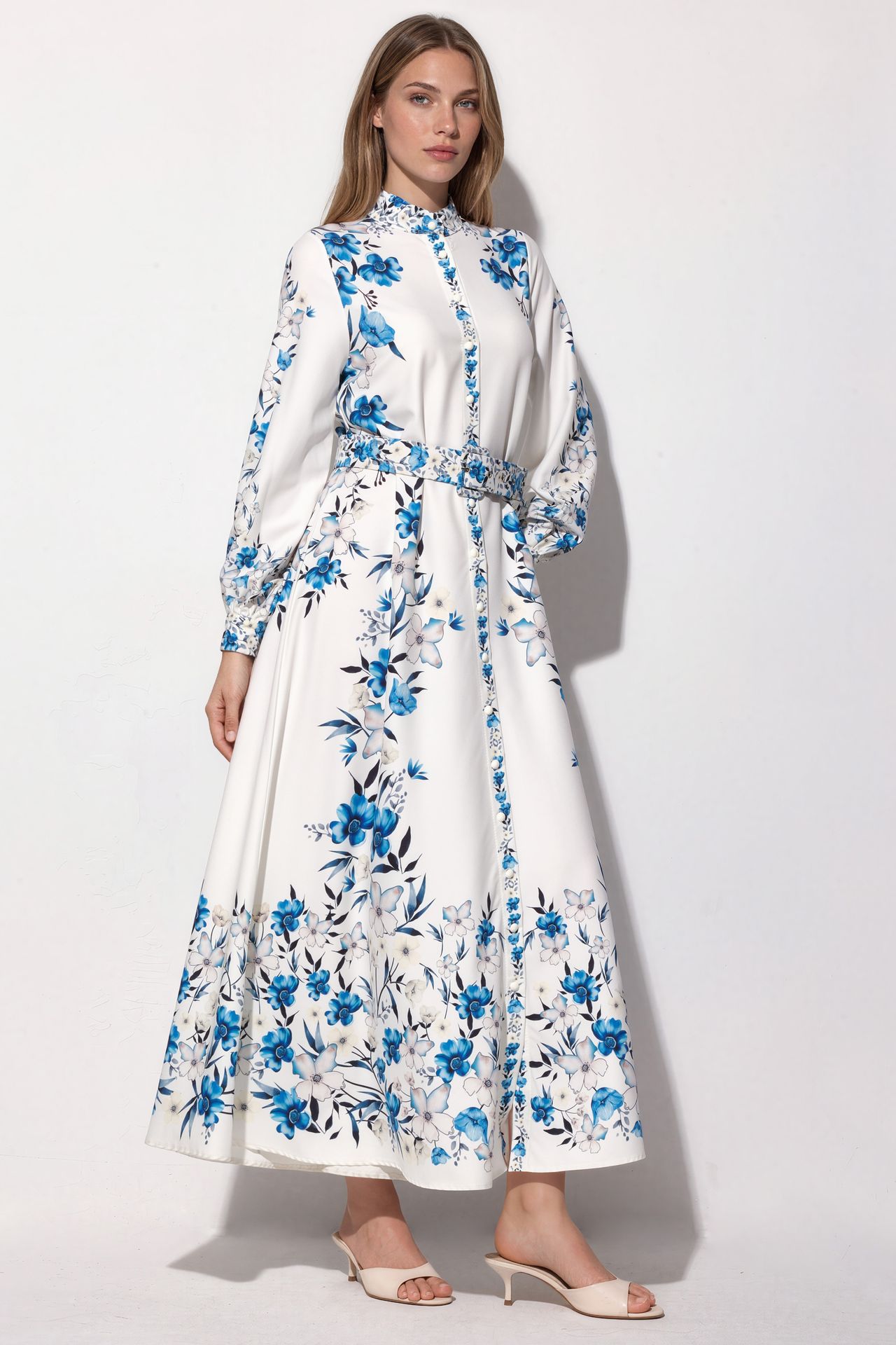 MSN Floral Belted Maxi Shirt Dress 2