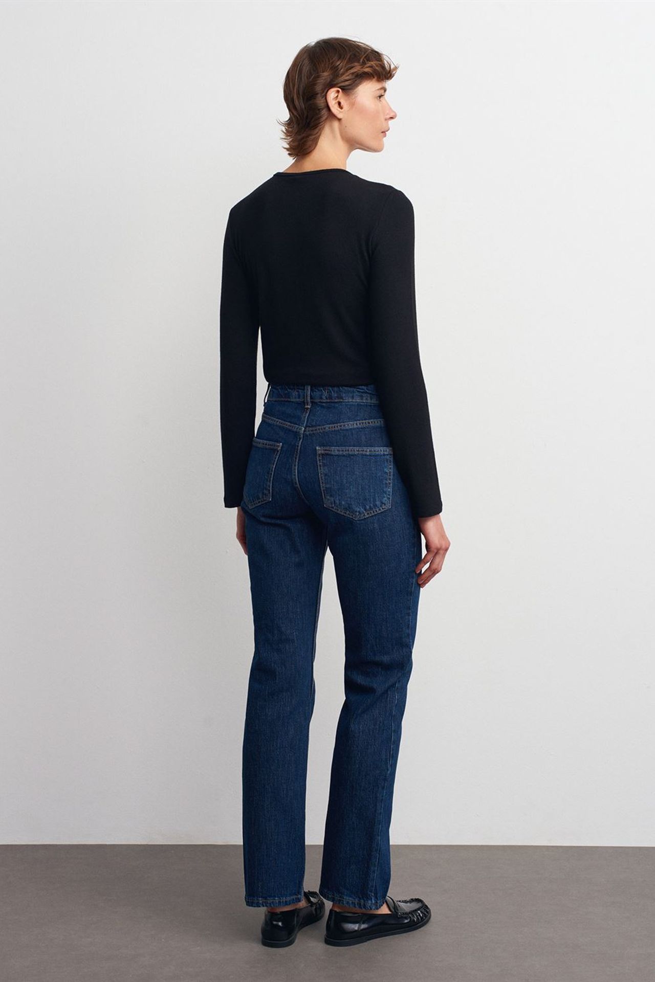 DILVIN Yüksek Bel Düz Paça Denim Pantolon 2