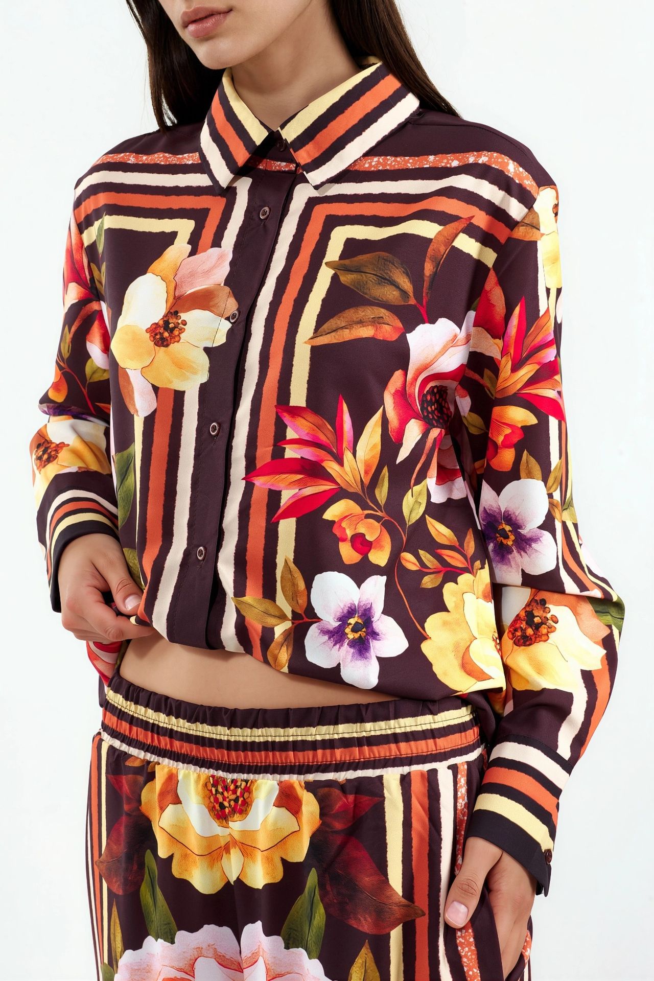 MSN Floral Shirt And Wide-leg Trouser Set 4