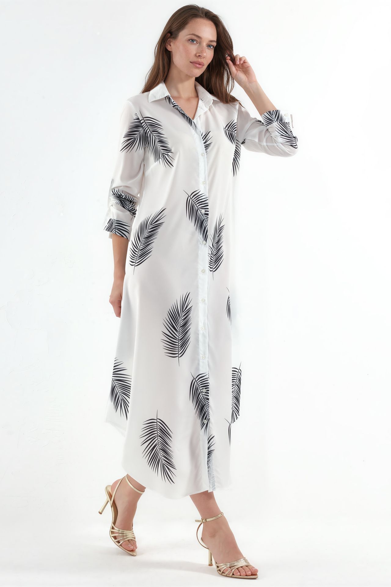 MSN Text Print Maxi Shirt Dress 1