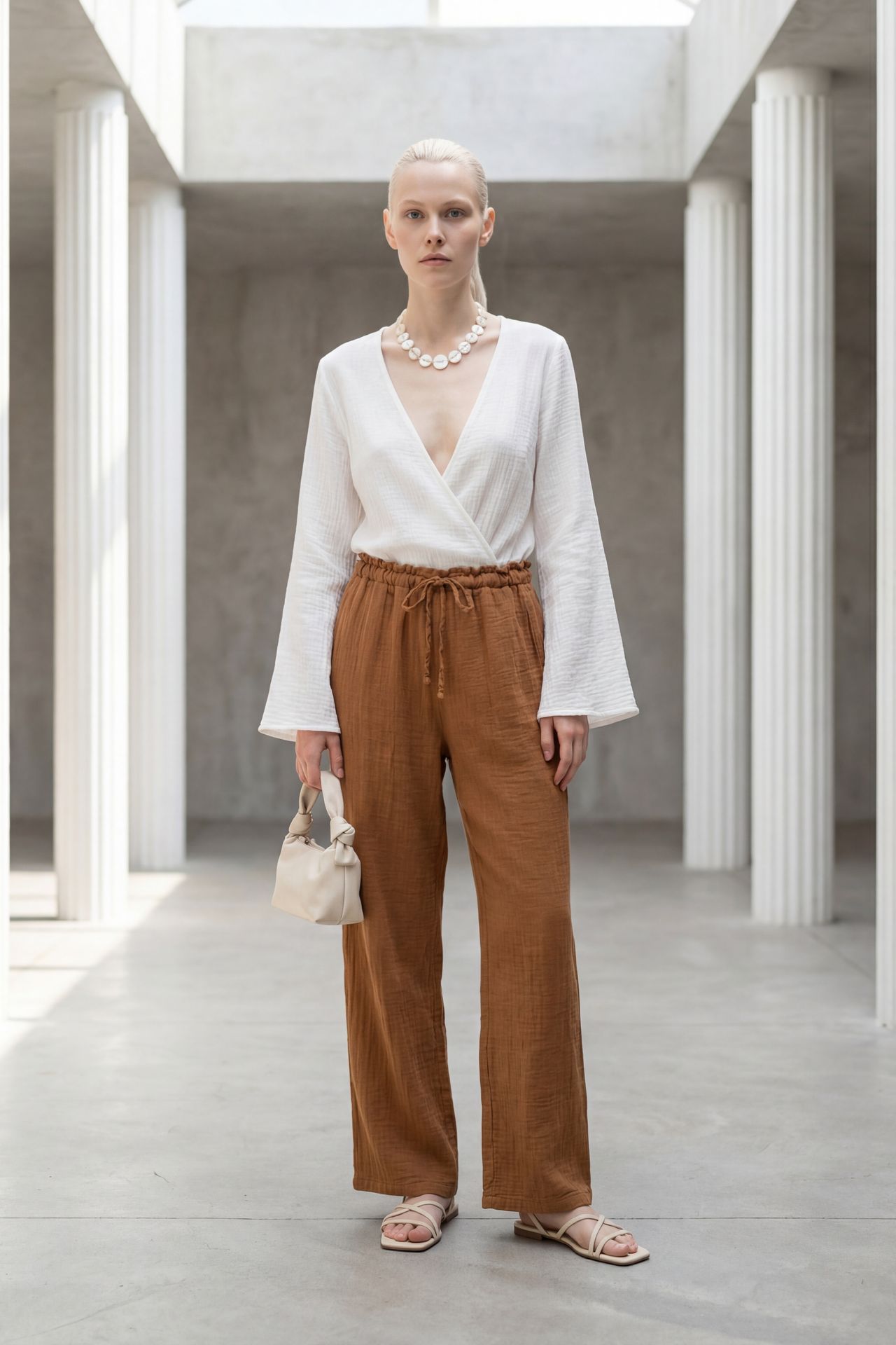 MY FASHION Elastic Waist Straight Leg Pants 6