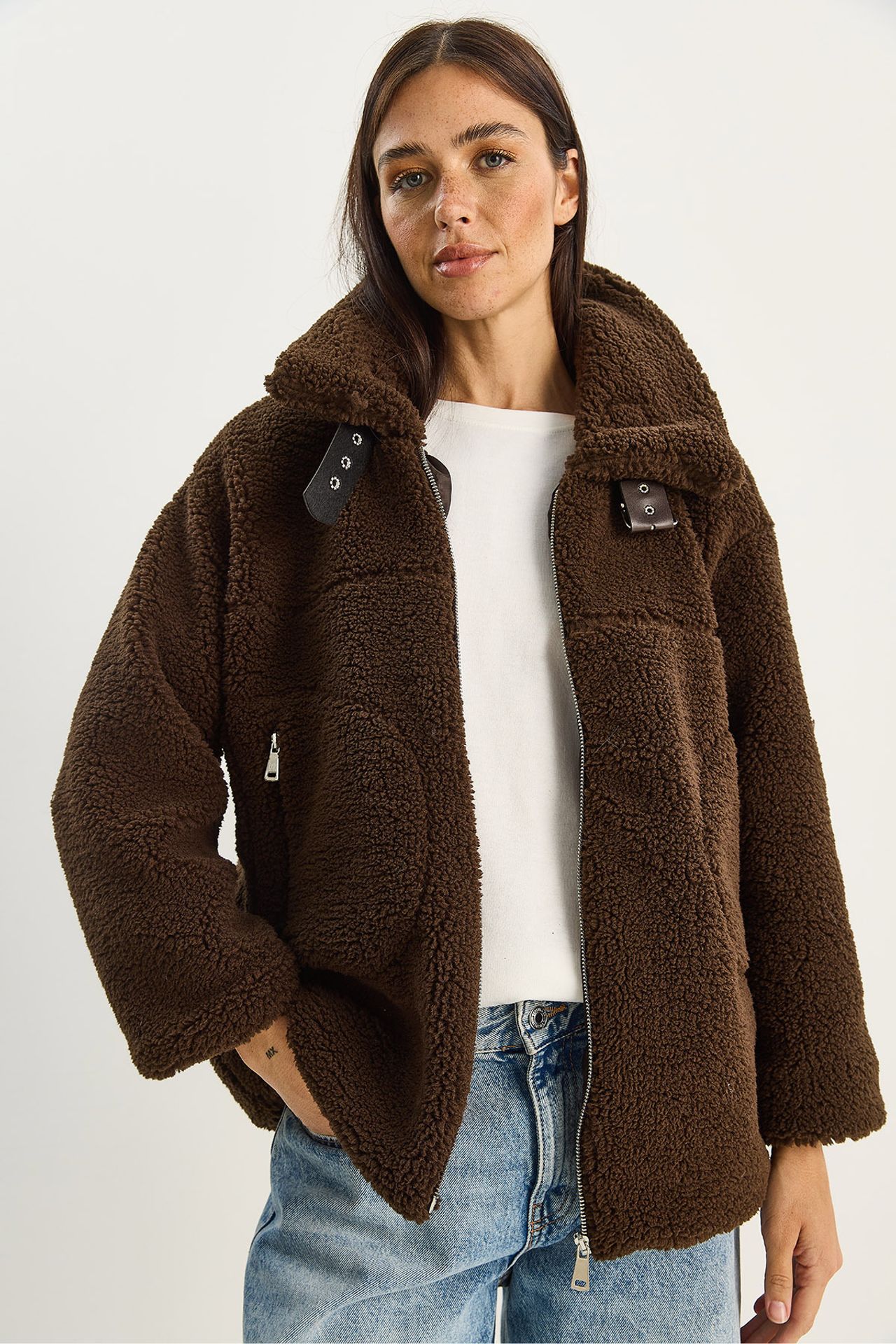 LUCCI Oversized Plush Knitted Puffer Jacket with Zipper Closure 2