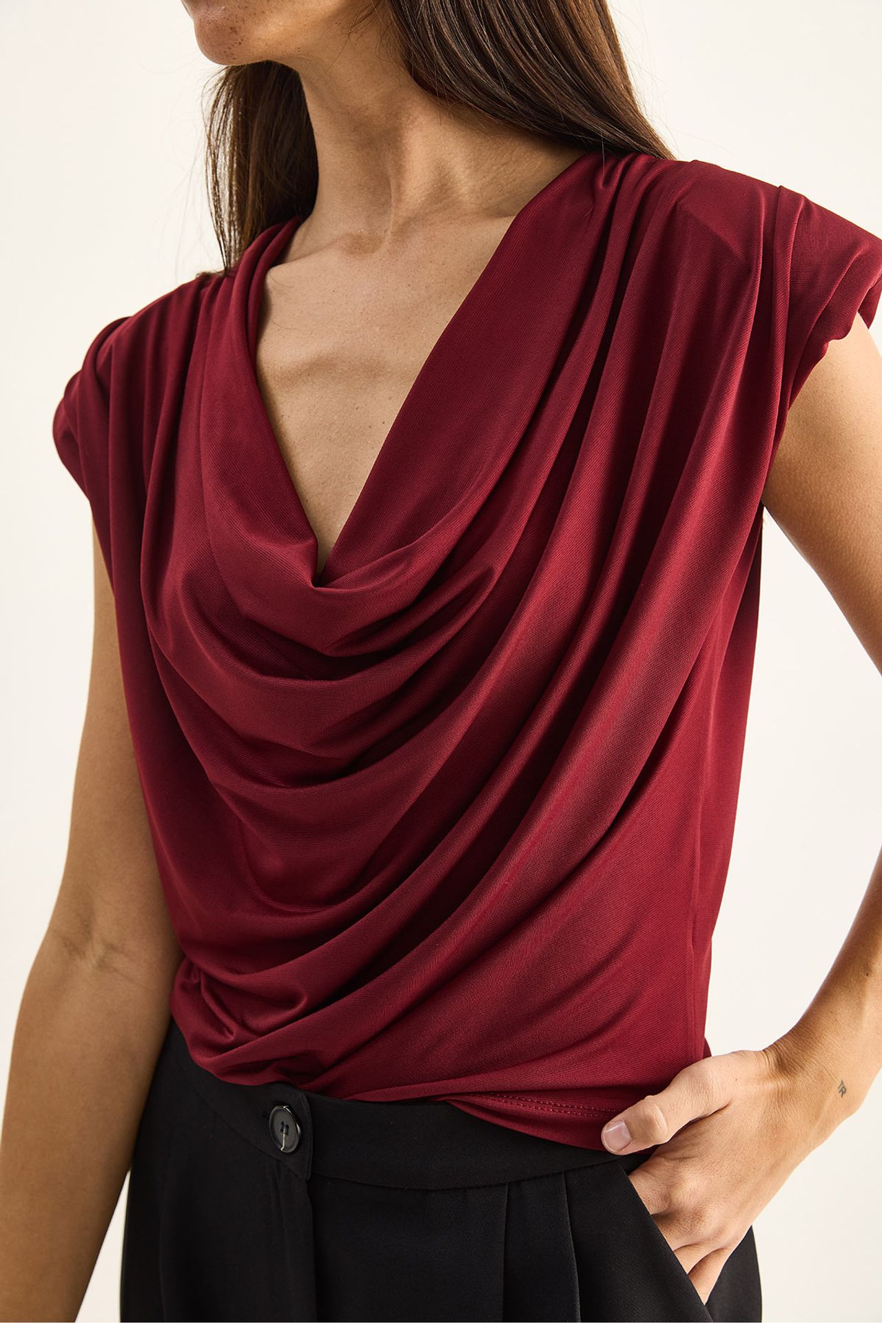 LUCCI Sleeveless Cowl Neck Blouse 5