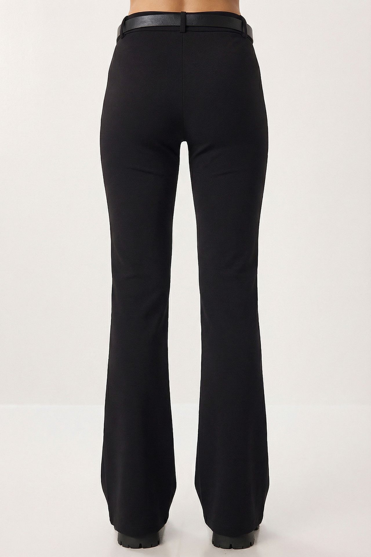 ISTANBUL High Waist Flare Leg Pants with Belt 6