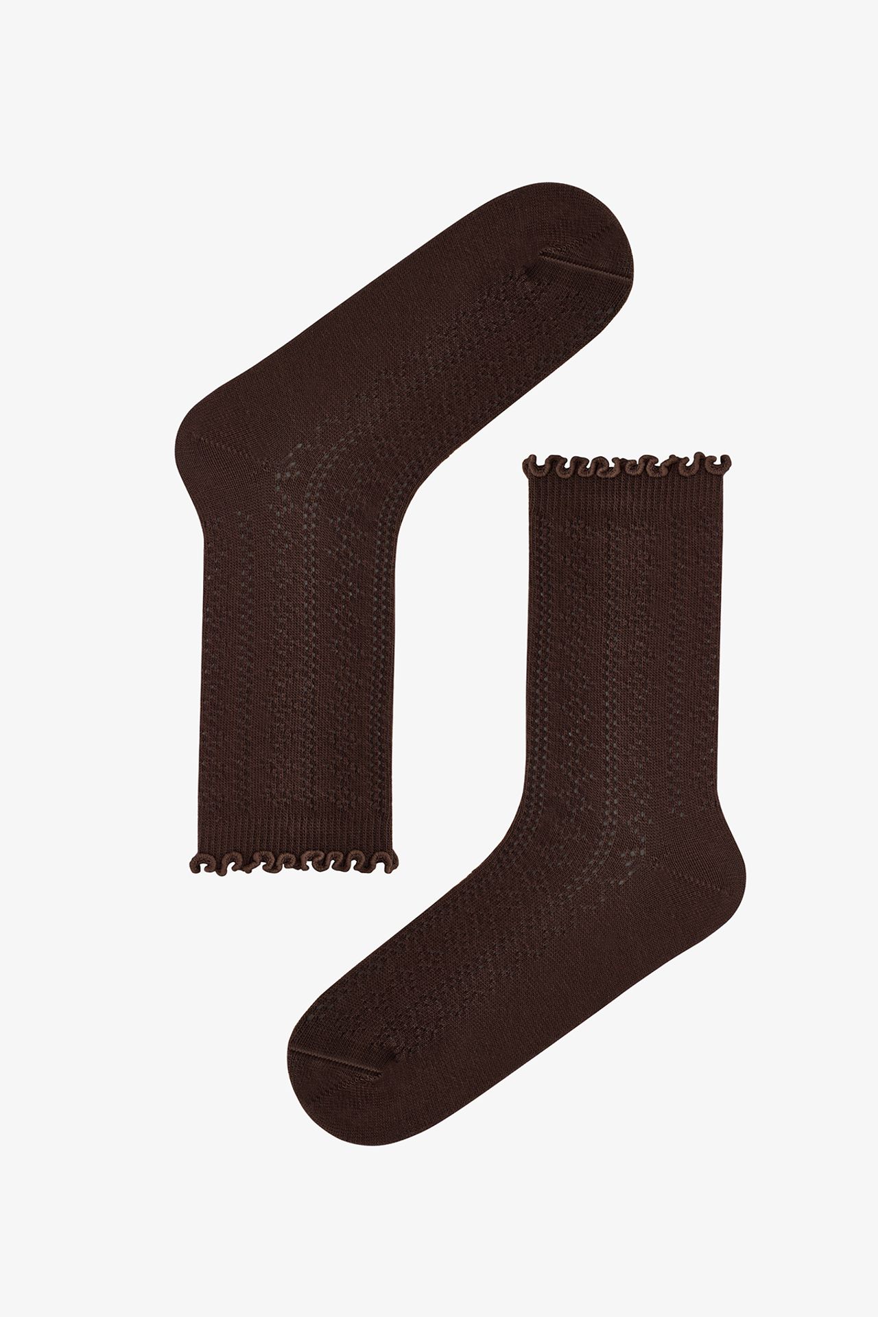 PENTI Ruffled Knit Cotton Pair Crew Socks 2