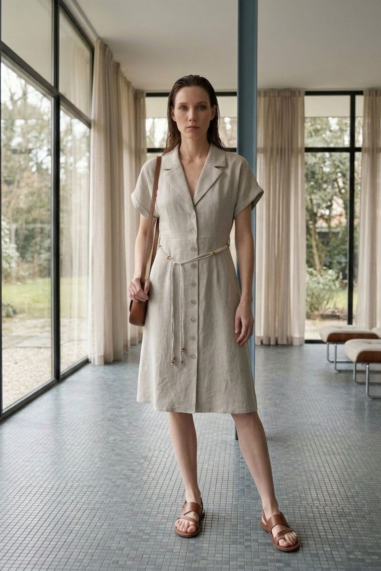 MY FASHION Cotton Poplin Mini Shirt Dress 3