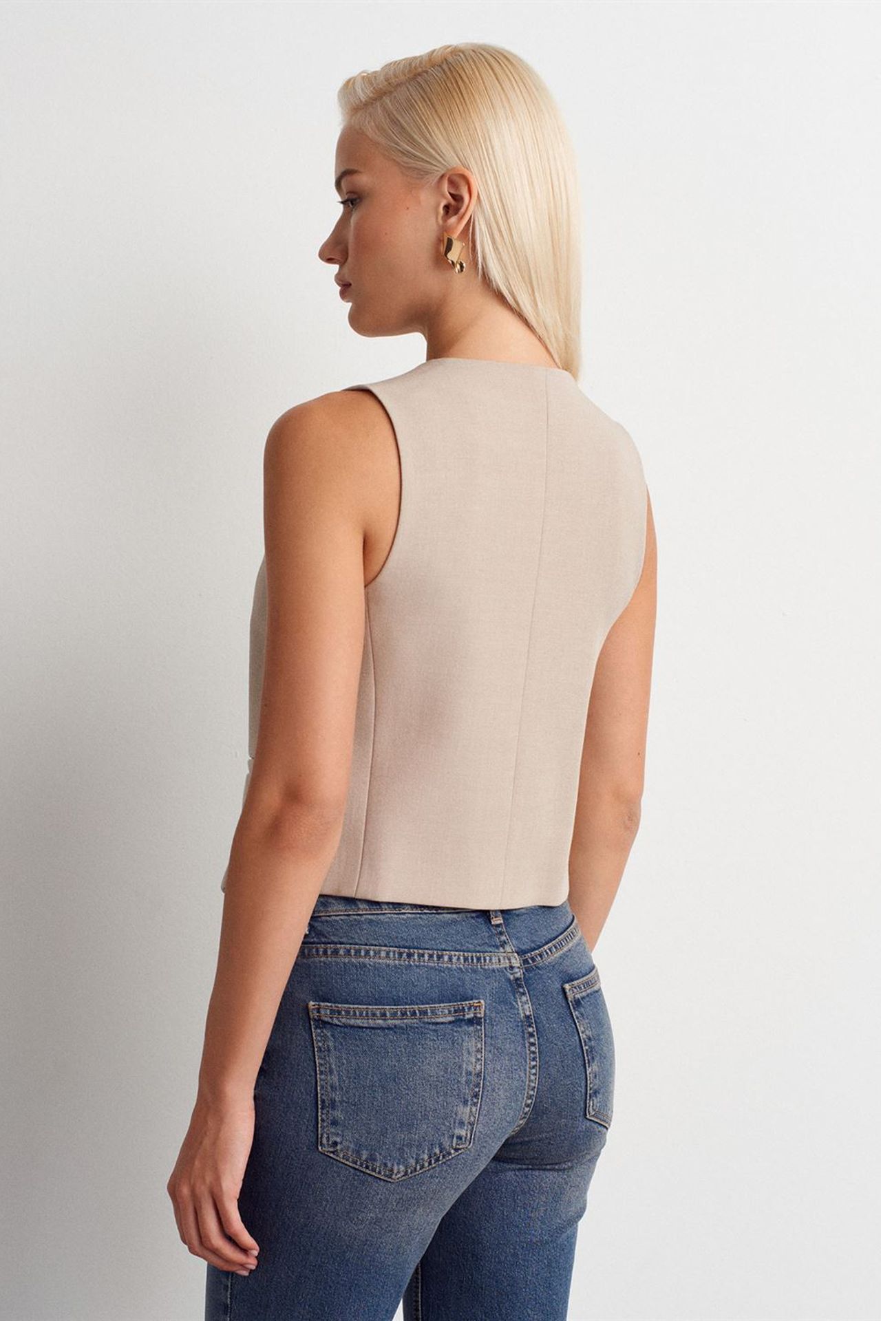 DILVIN Crop Button Waistcoat 2