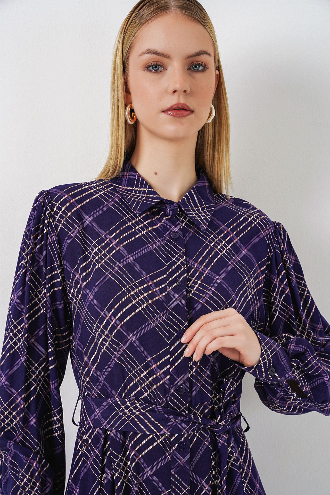 BDART Plaid Midi Shirt Dress with Button Closure 2
