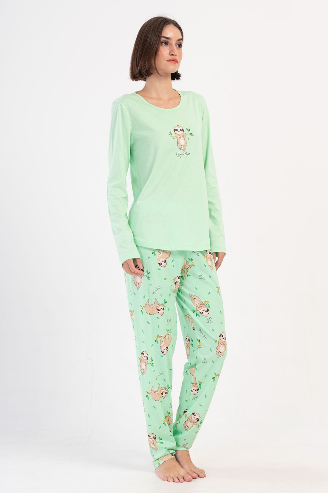 YAKE 2 Parçalı Baskılı Pijama Takımı 4