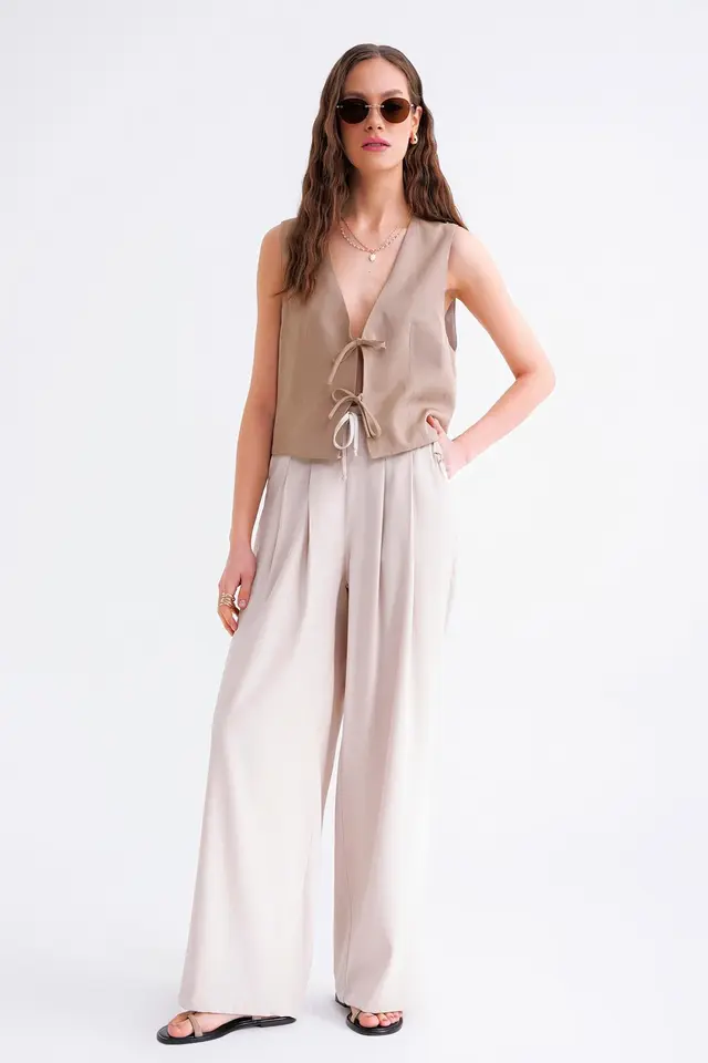 Mixray High Waist Pleated Palazzo Pants