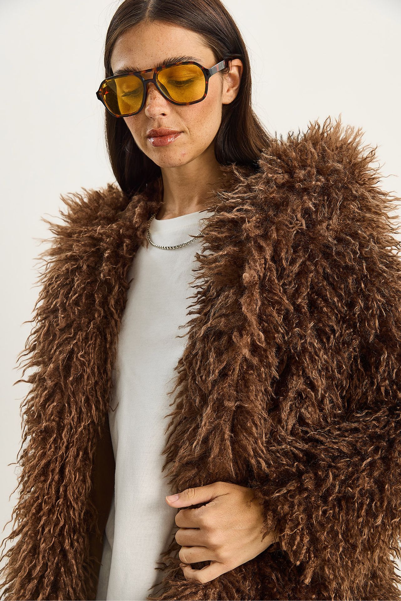 LUCCI Oversize Hooded Faux Fur Jacket 4