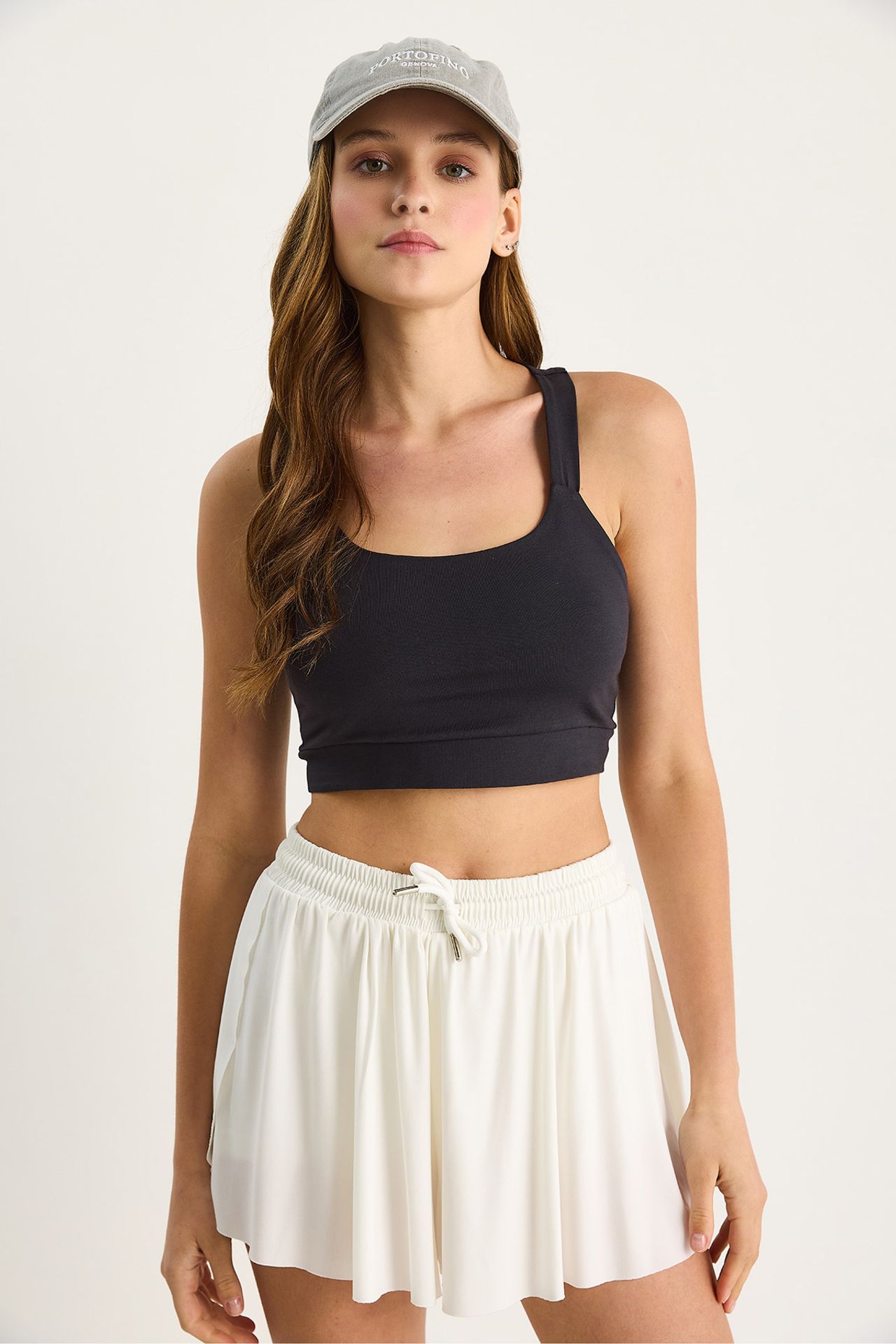 LUCCI Fitted Square Collar Crop Blouse