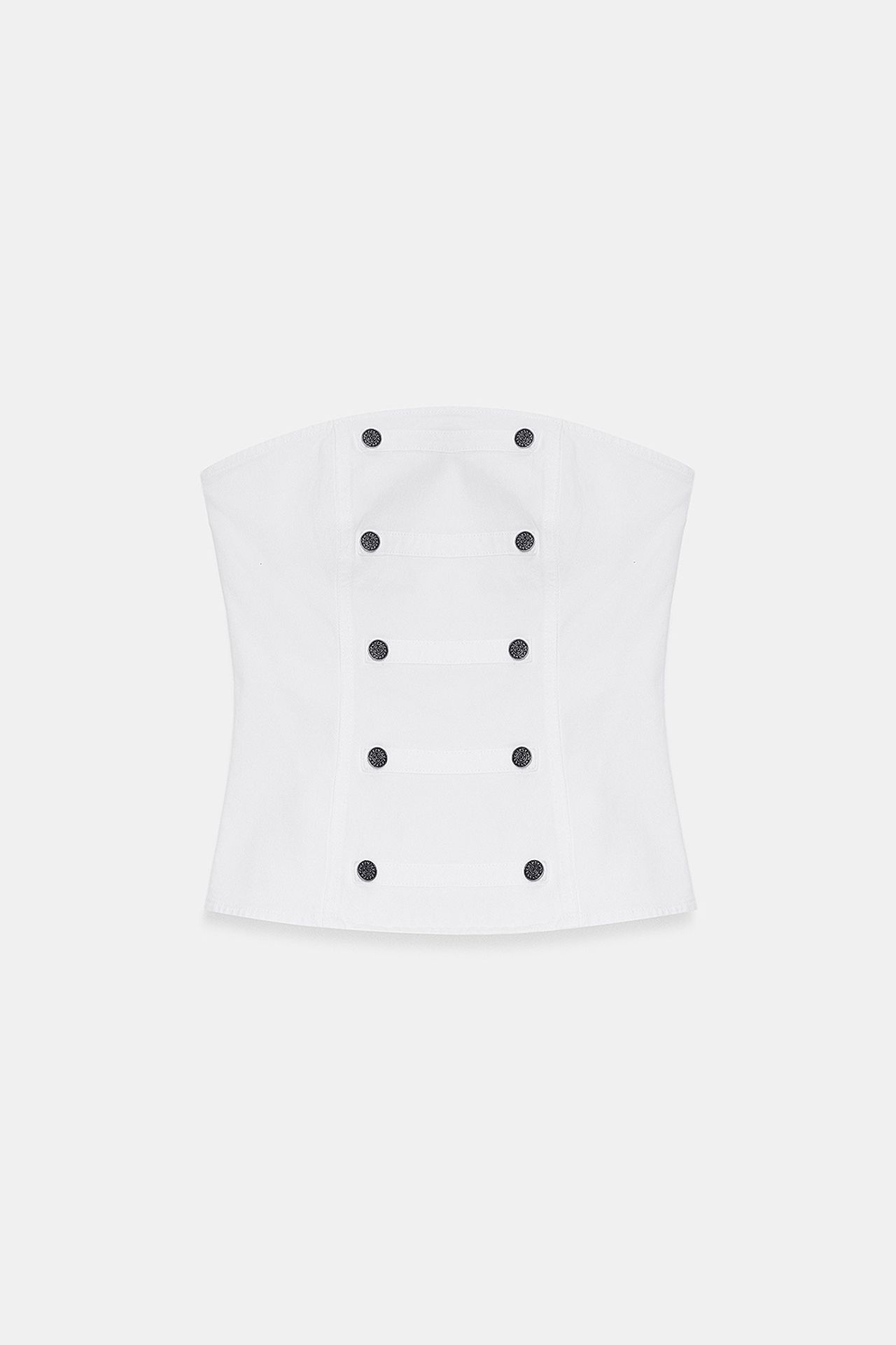 DILVIN Strapless Cotton Poplin Corset Blouse 6