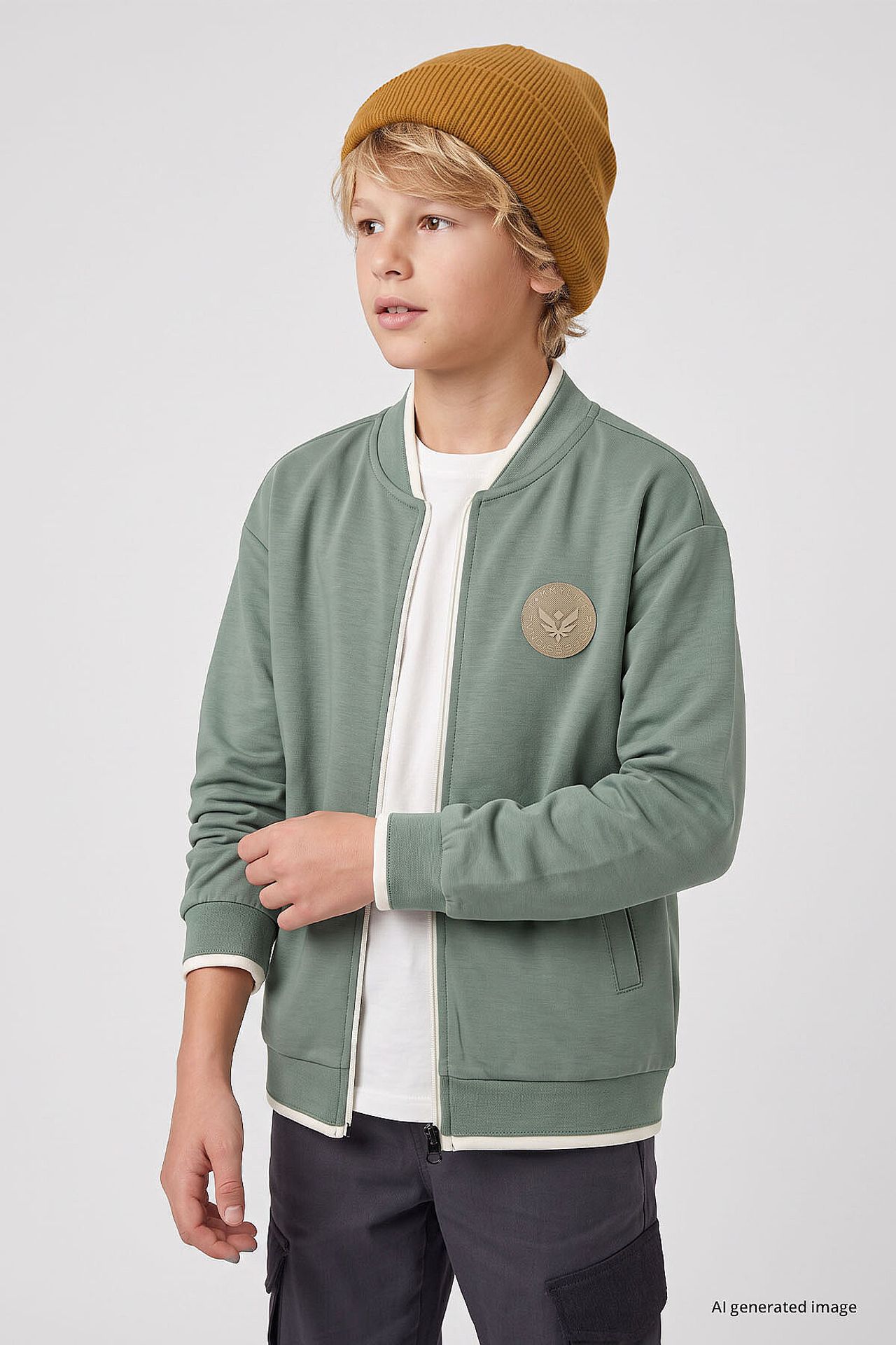 TOMMY Youth Zip Crew Neck Sweatshirt 1